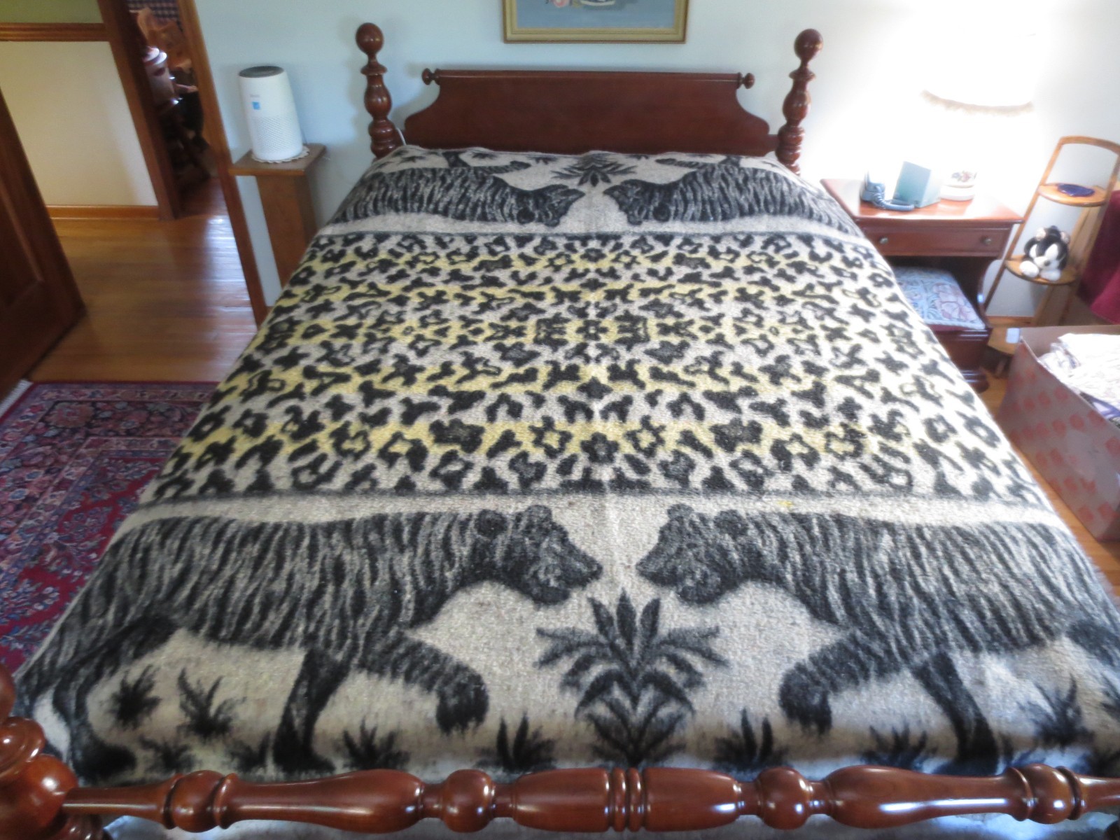 1950's Reversible VICUNA & ALPACA WOOL Andes, Peru TIGER BLANKET - 72