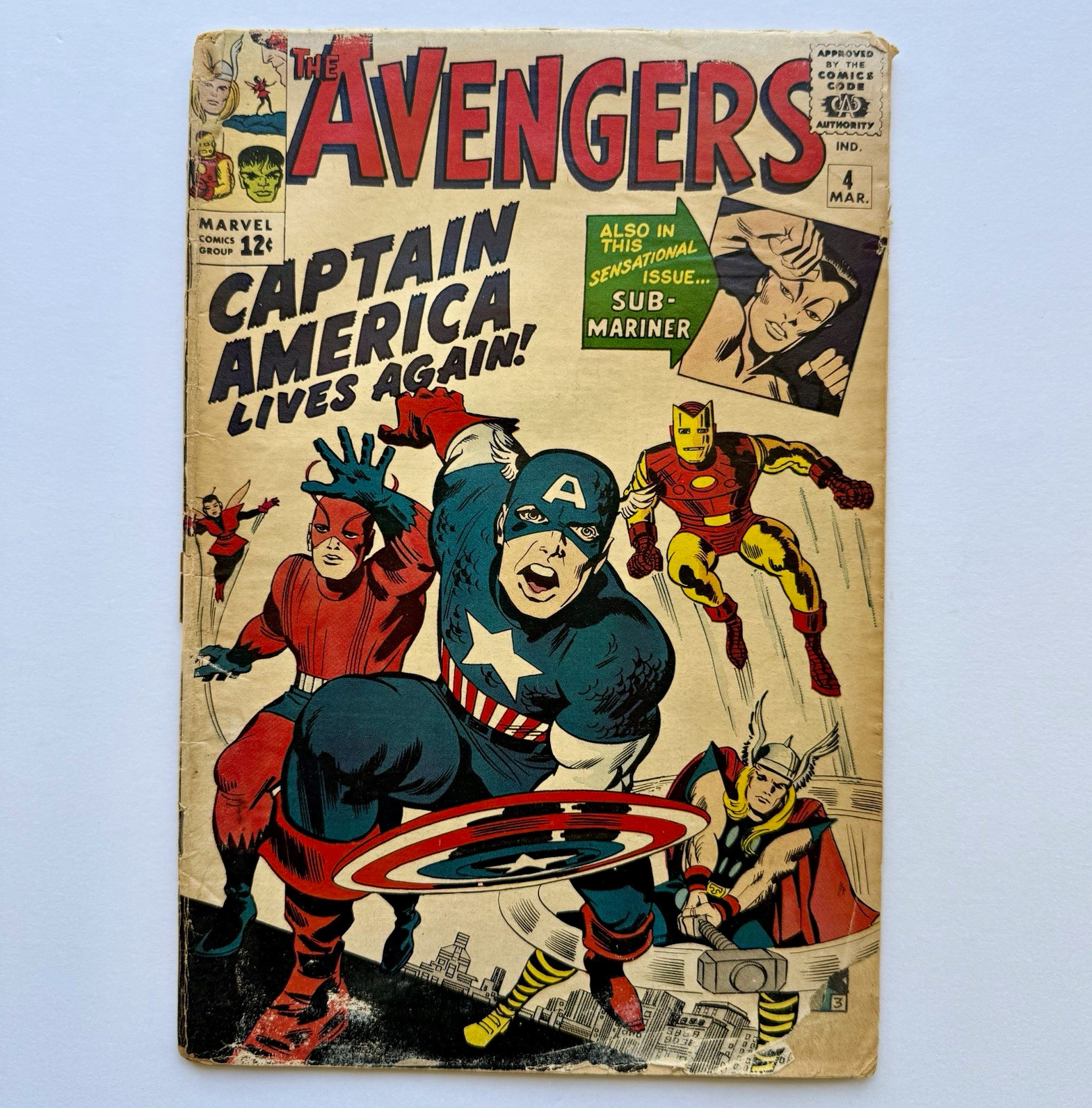 Avengers 4 Marvel 1964 1st Silver Age Captain America, est FR complete copy