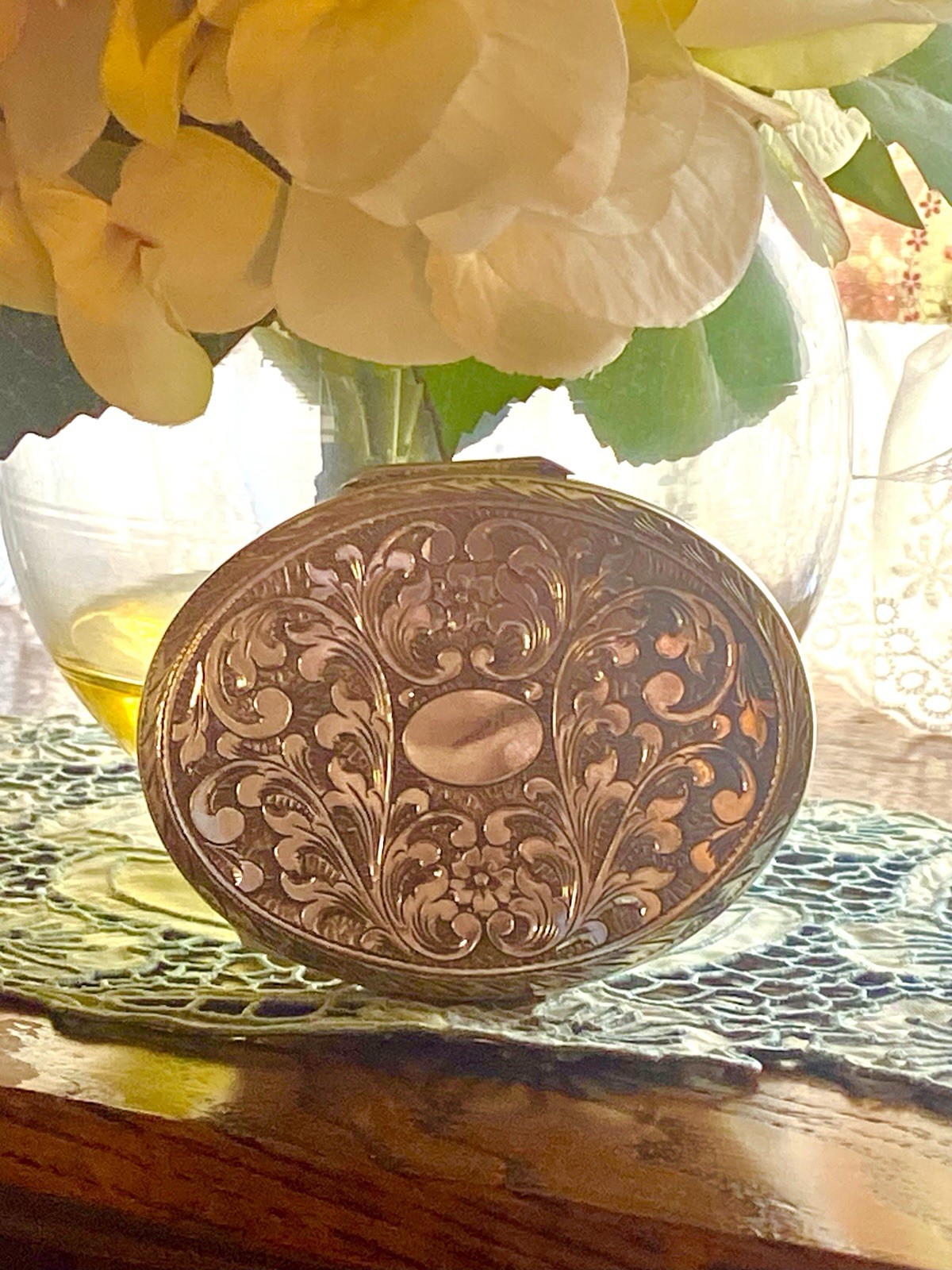 Vintage Florence, Italy SANTACROCE 925 Sterling Silver Engraved Compact | 73.8 g