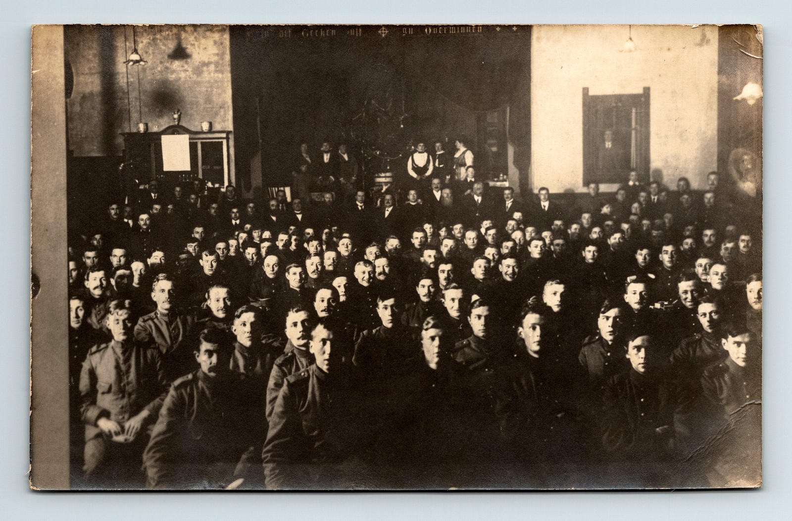 WWI RPPC Postcard Mystery Photo Spooky Dutch? Soldiers Many Faces