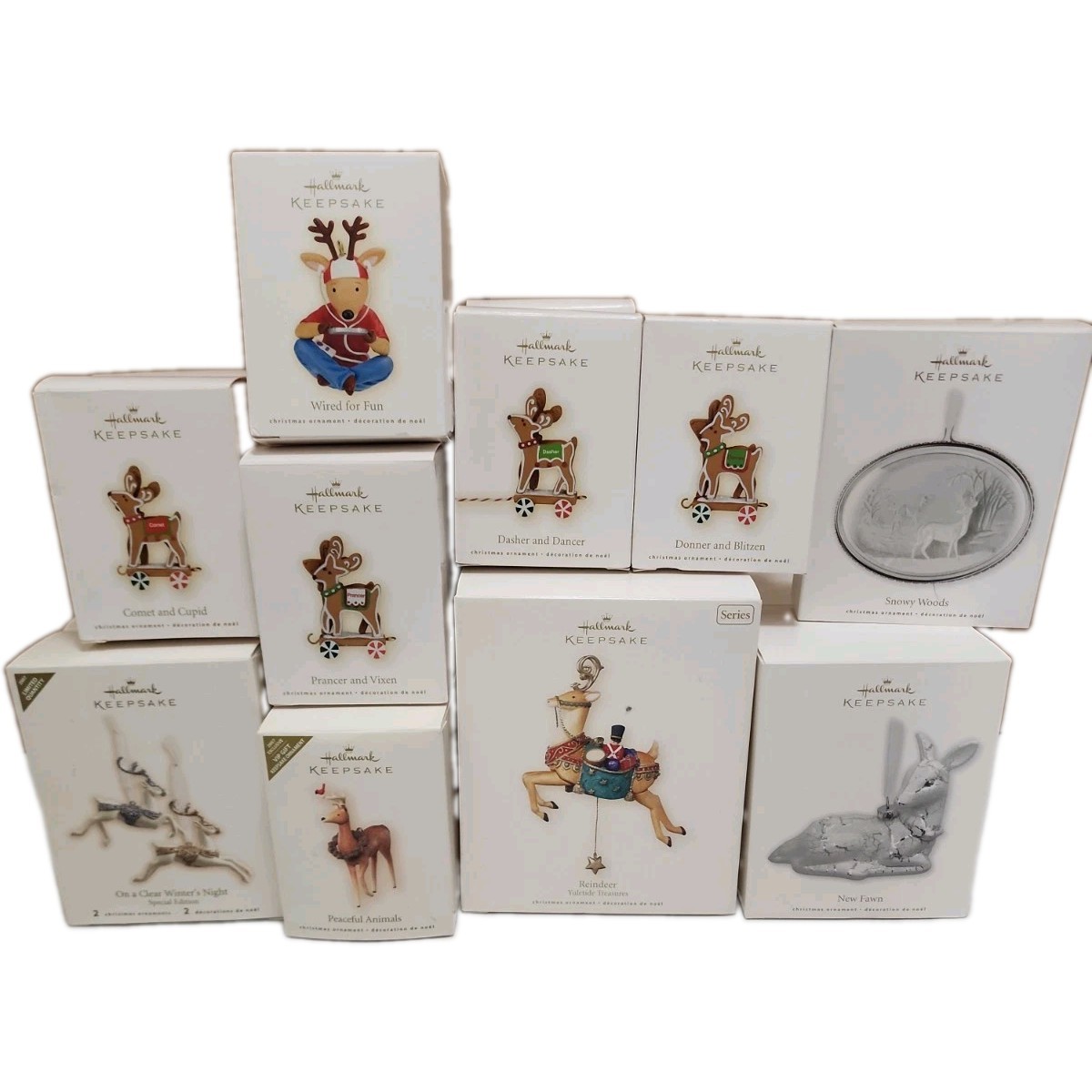 Hallmark Keepsake Ornament Reindeer Bundle of 27 Yuletide Peaceful Animals