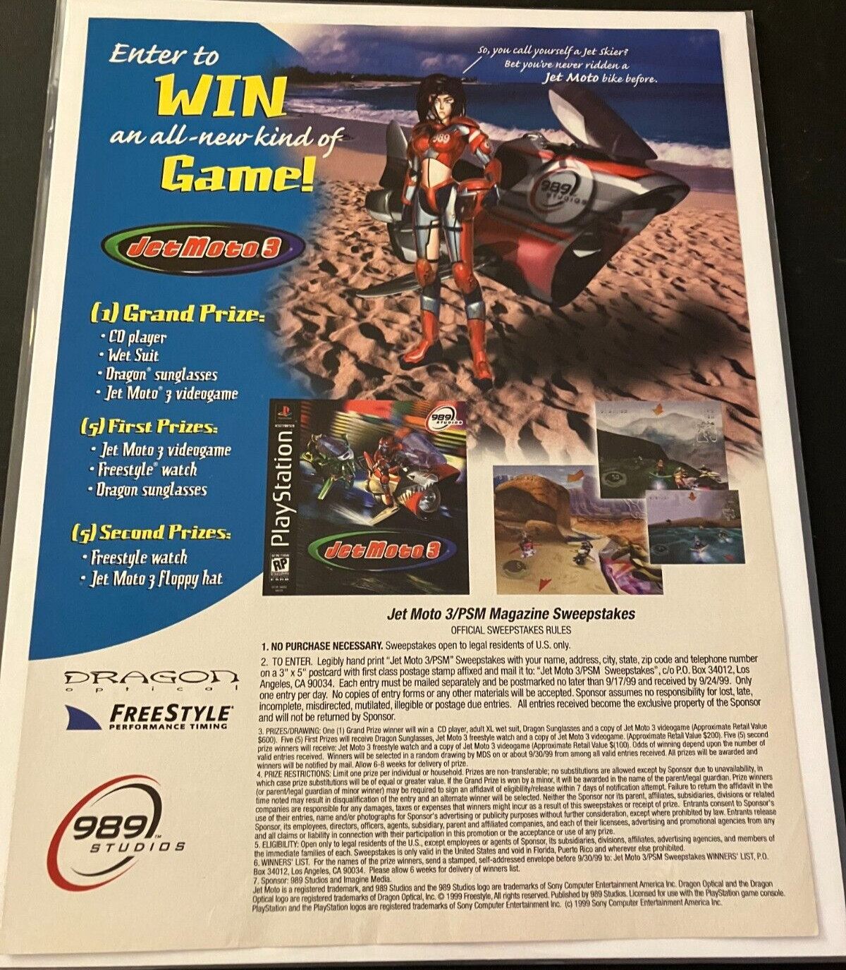 Jet Moto 3 - Vintage Racing Gaming Print Ad / Poster / Game Room Wall Art