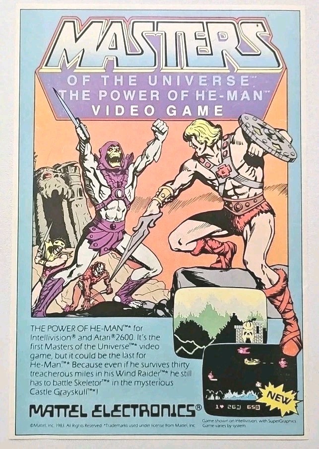 Master Of The Universe He-Man Intellivision Original 1983 Print Ad 6.25