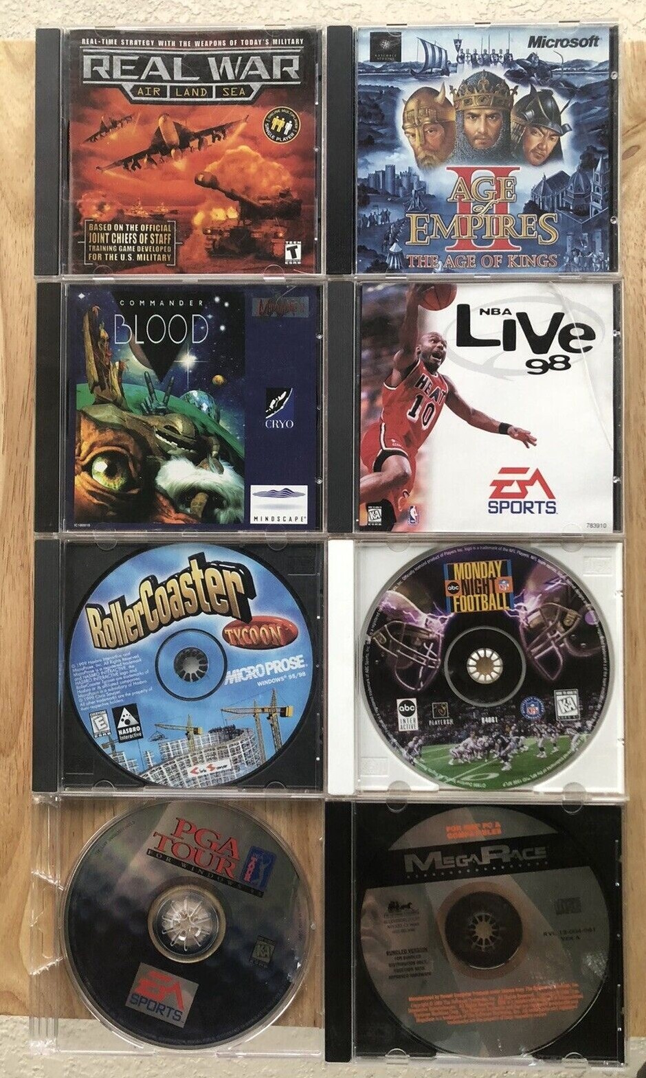 LOT OF 8 VINTAGE PC COMPUTER  VIDEO GAMES - REAL WAR, AGE OF EMPIRE II AND MORE
