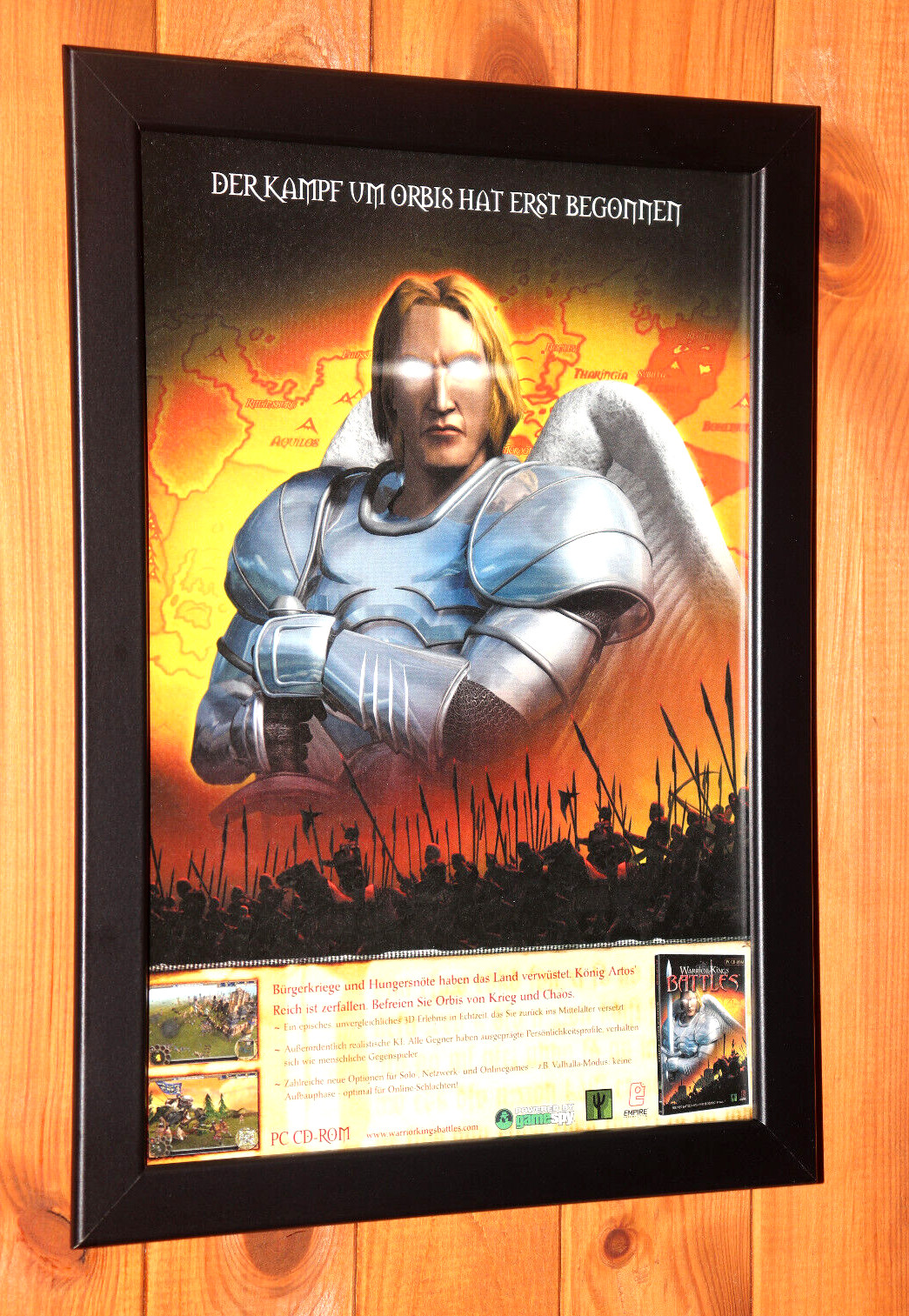 Warrior Kings Battles Video game PC Windows Rare Small Poster / Ad Page Framed