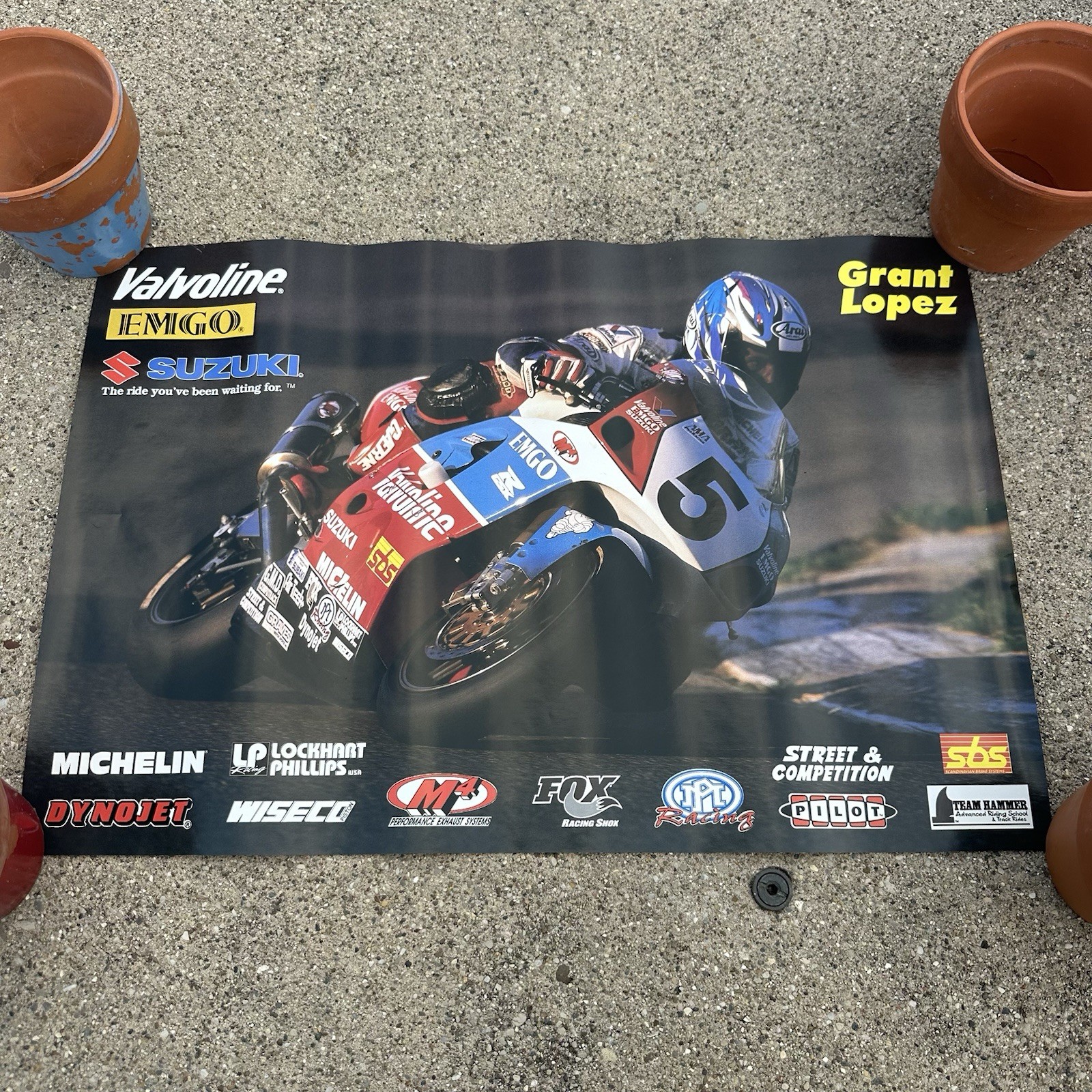 Vintage Poster 2000s Suzuki Racing Superbike Valvoline Grant Lopez Emgo