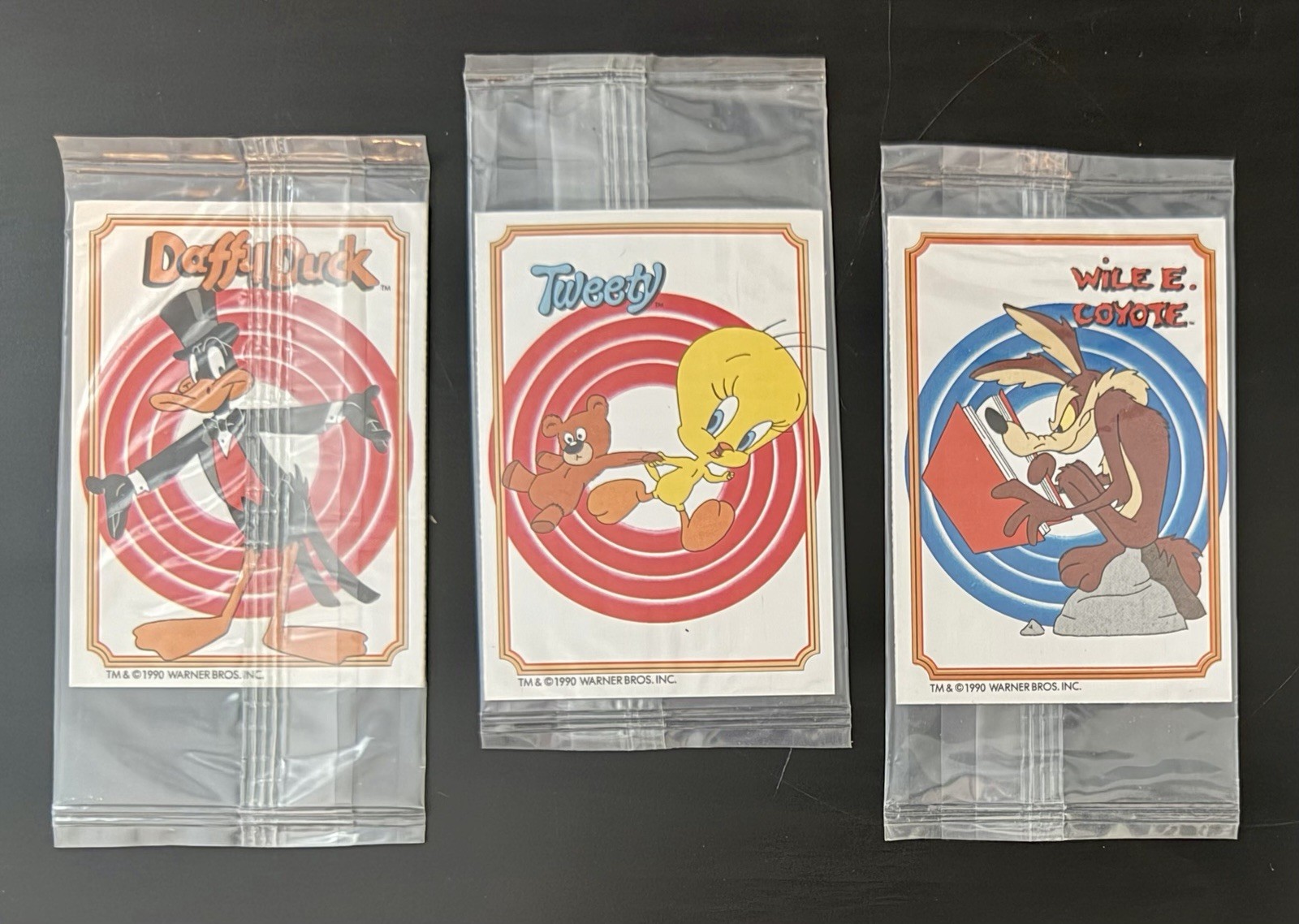 1990 Tyson Looney Tunes Sealed x 3 Packs 6 Cards Total Tweety Sylvester Daffy