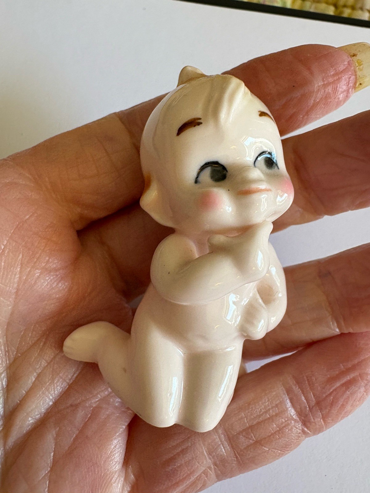 ADORABLE LITTLE PORCELAIN BABY  FIGURINE  2 1/4 INCHES
