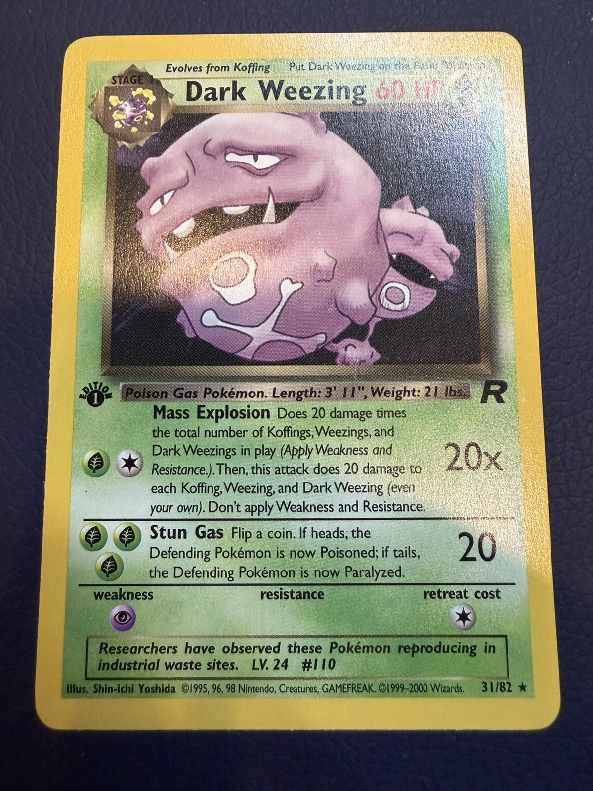 Dark Weezing 31/82 Team Rocket 1st Edition Rare Pokemon Card