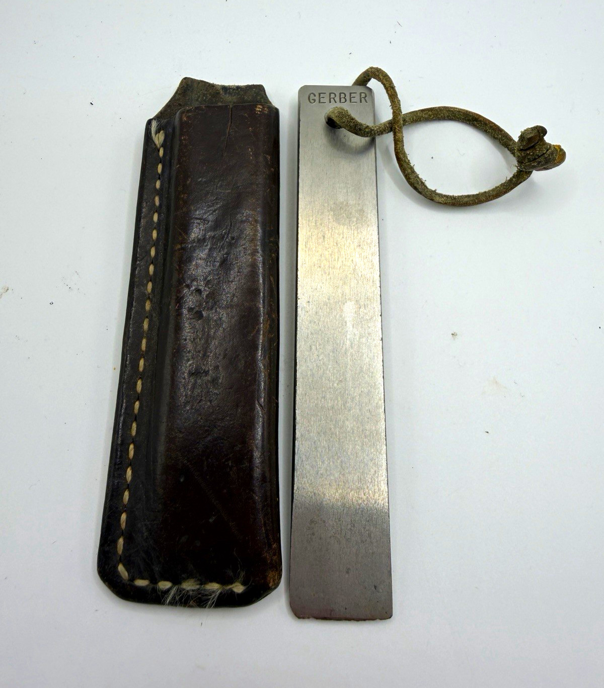 Vintage Gerber Sportsman’s Steel Knife Sharpener Portland OR Leather Sheath USA