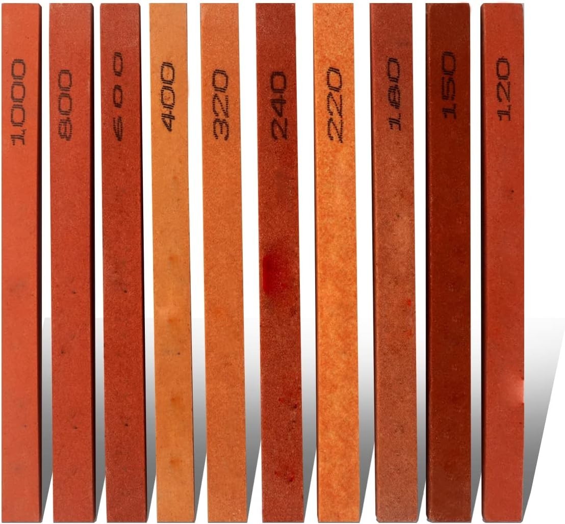 10pcs Sharpening Stone Set-10 Grit Polishing Honing Stone Kit (5.9x0.47x0.24Inc