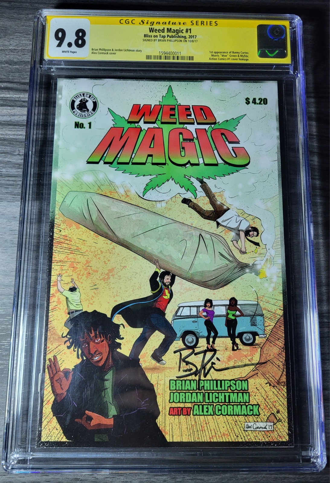 Weed Magic #1 2017 CGC 9.8 SIGNED BY BRIAN PHILLIPSON - 1st Bunny Cortez.