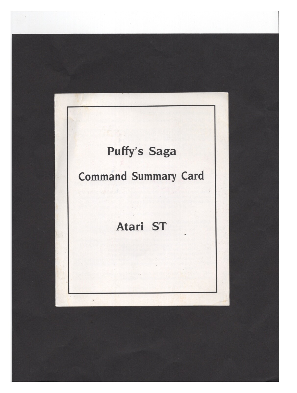 Puffy's Saga Atari ST MANUAL ONLY Authentic