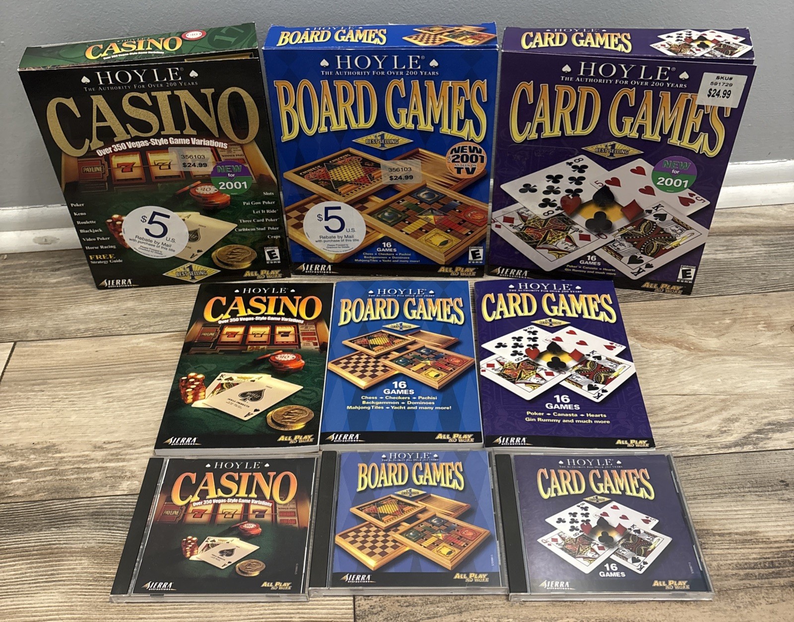 Hoyle PC Game Lot Casino Board Games Card Games 2001 Big Box Sierra Vintage