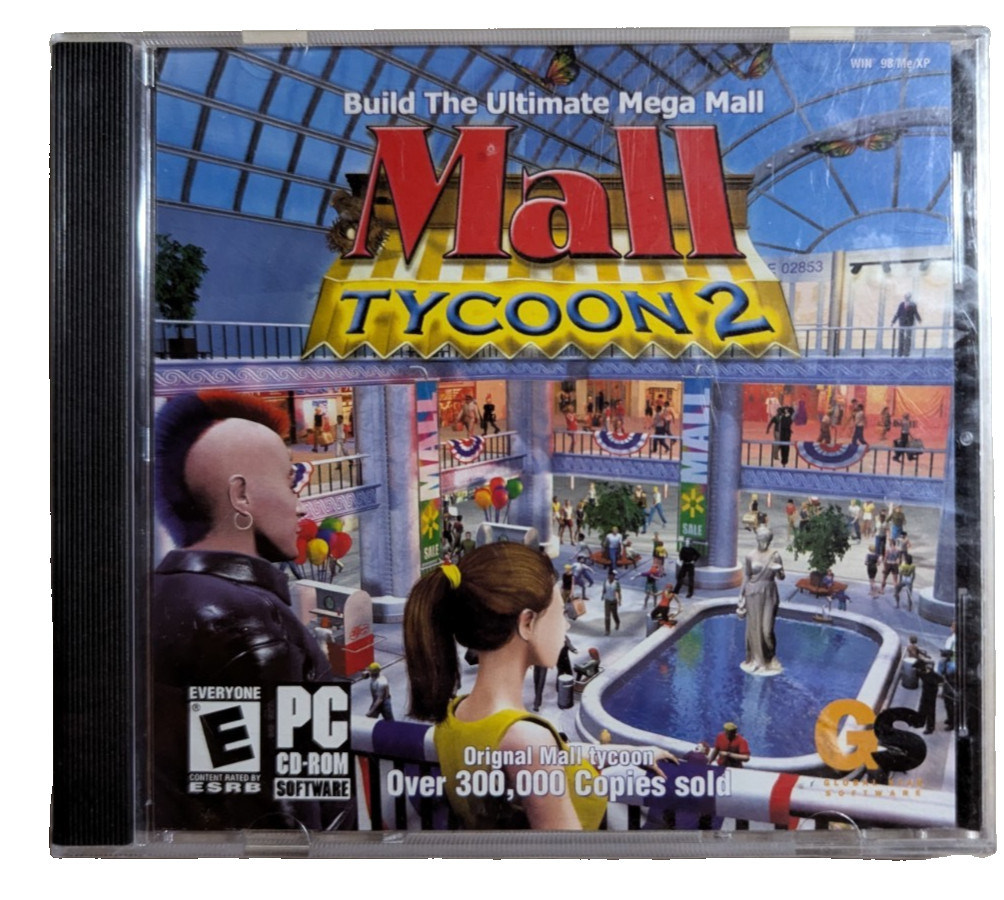 Mall Tycoon 2 PC CD ROM Computer Sim Video Game Rated E 2004 New Sealed Fast