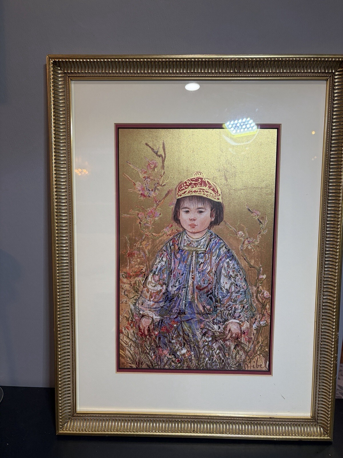 Rare Edna Hibel “Takashi” Exclusive Edition No.640 Of 2000 Framed Art Print 1988