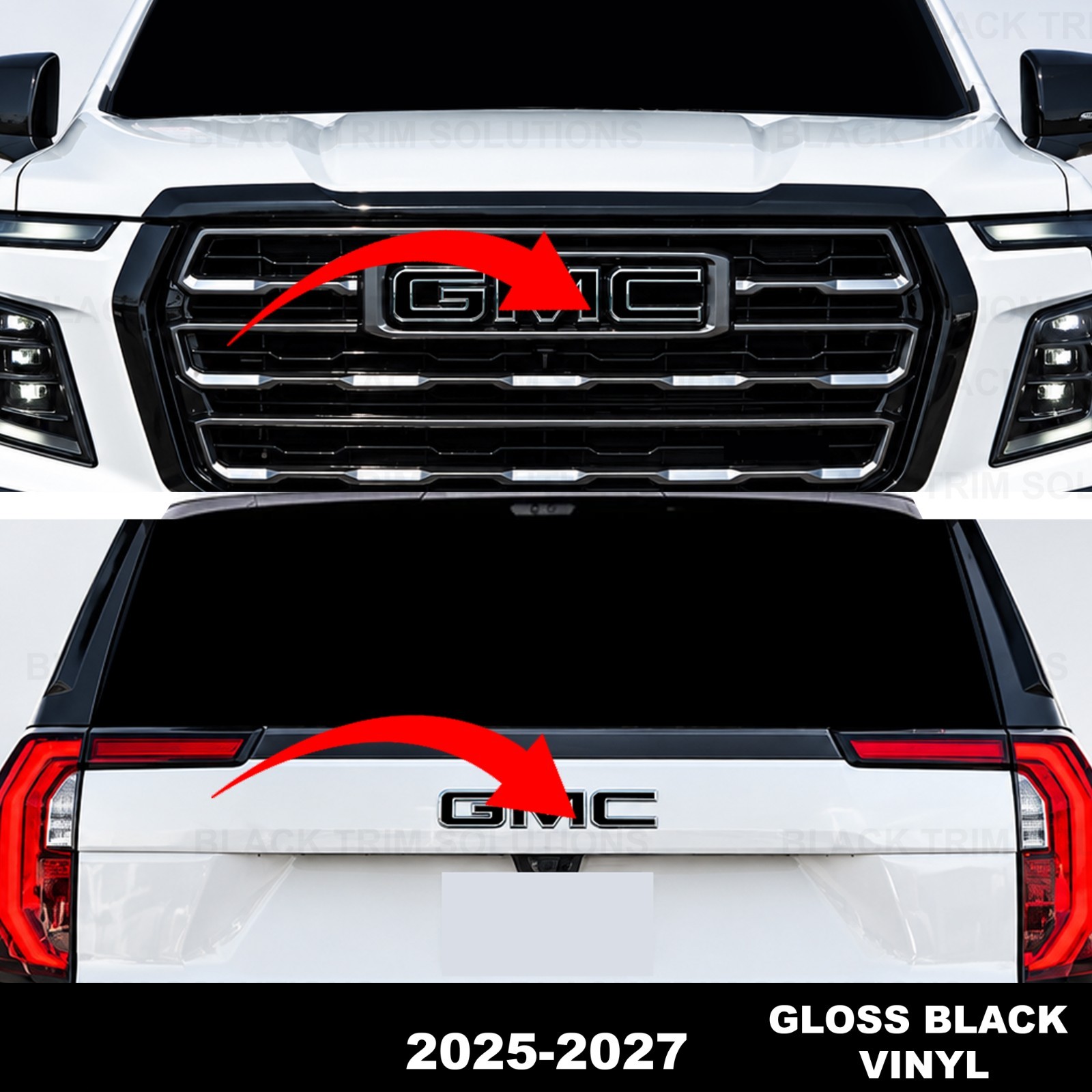 For 2025 2026 2027 Gmc Yukon Black Vinyl DECALS on Front & Rear Emblem