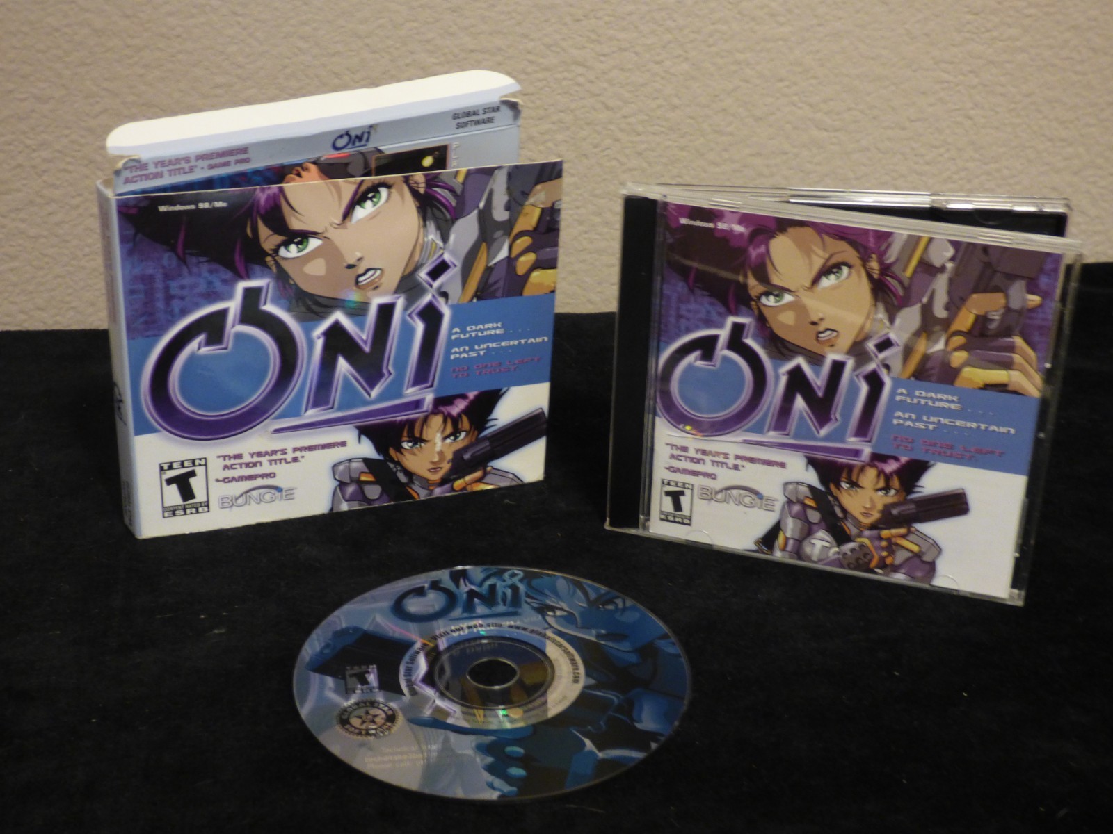 Oni PC Windows 98 Bungie Global Star 2002 Cyberpunks Shooter Game w Slip Cover