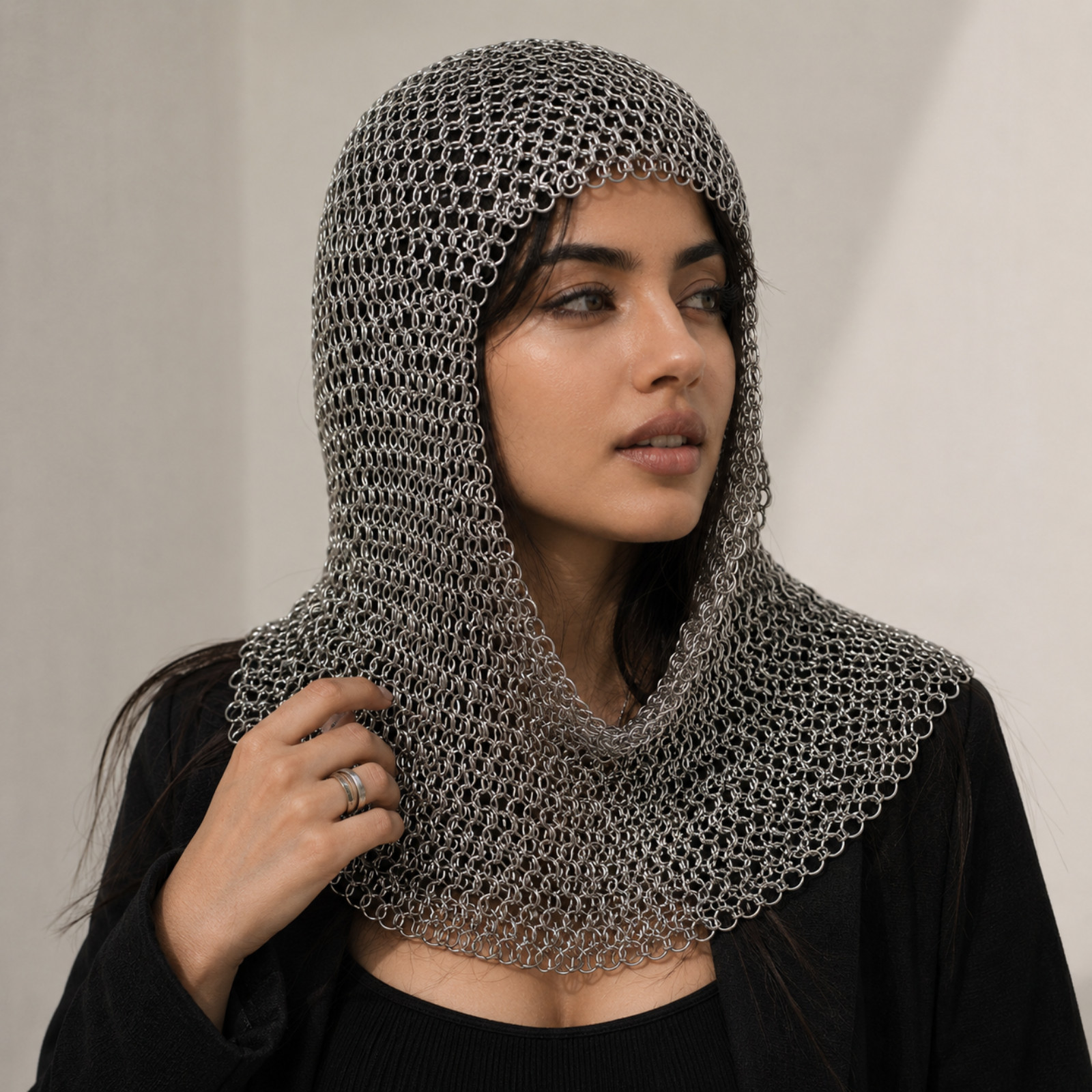 Medieval Chainmail Coif Hood Knight Armor LARP Cosplay Renaissance Costume