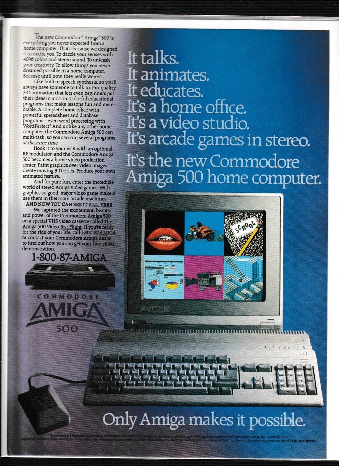 Commodore Amiga 500 Magazine Ad Vintage Home Computer System Promo