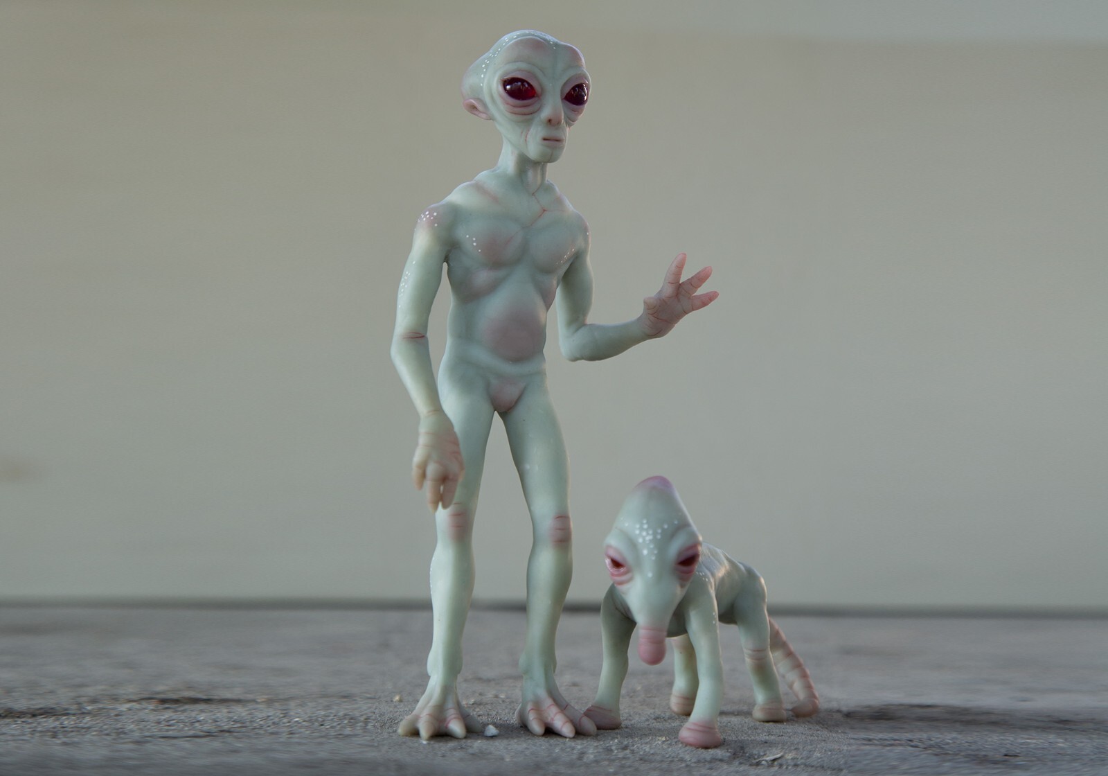 Roswell New Mexico cryptid alien with his pet, humanoid ufo character Area51