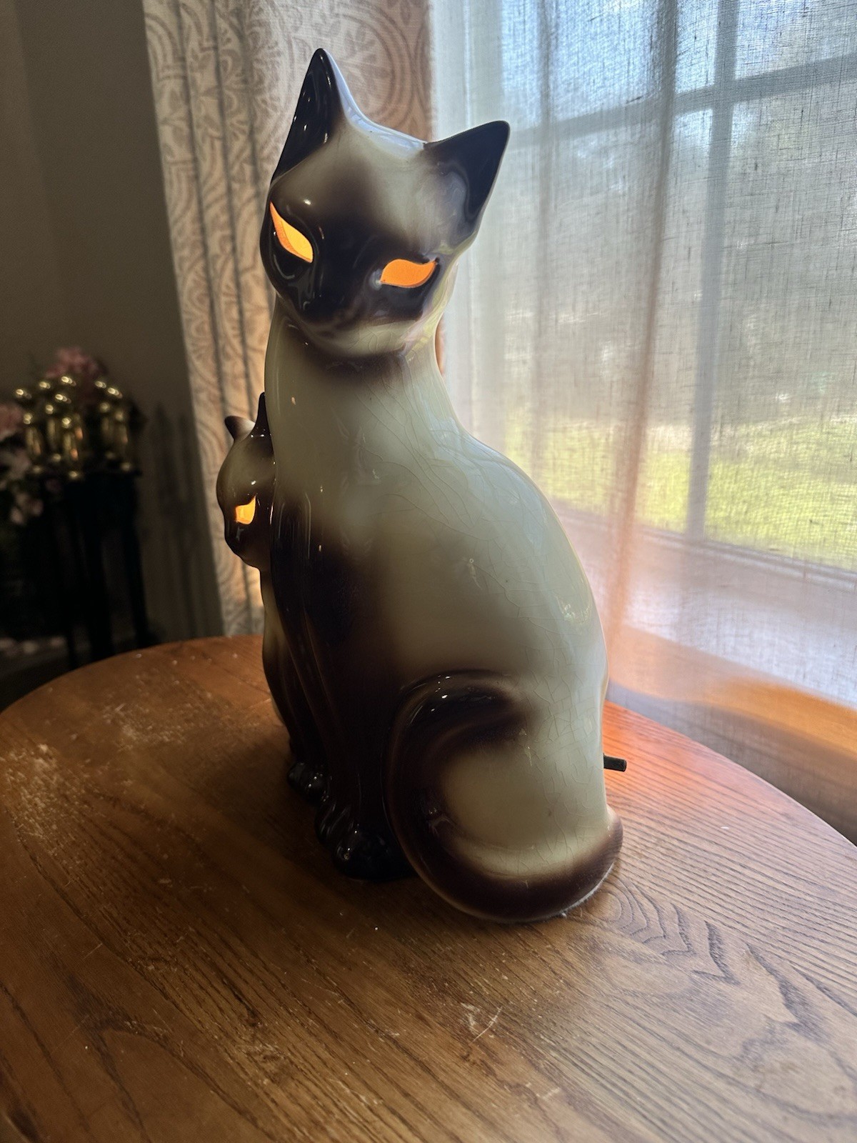 1950s Vintage Harold Kron Siamese Cat Tv Lamp Mid Century