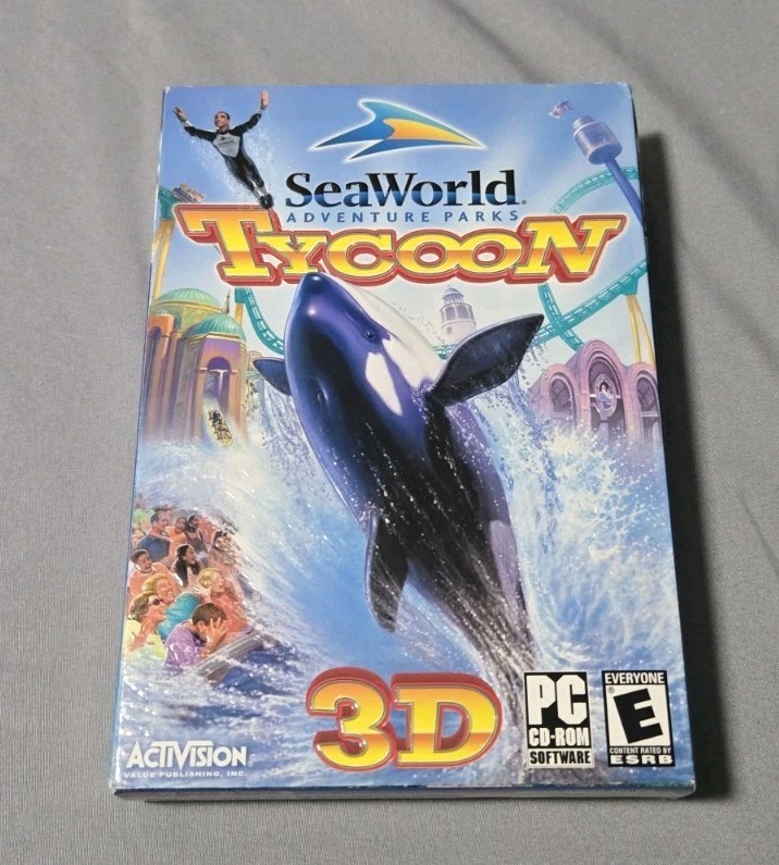 Rare NEW Sealed SeaWorld Adventure Parks Tycoon 3D Windows PC 2004 Box HTF OOP