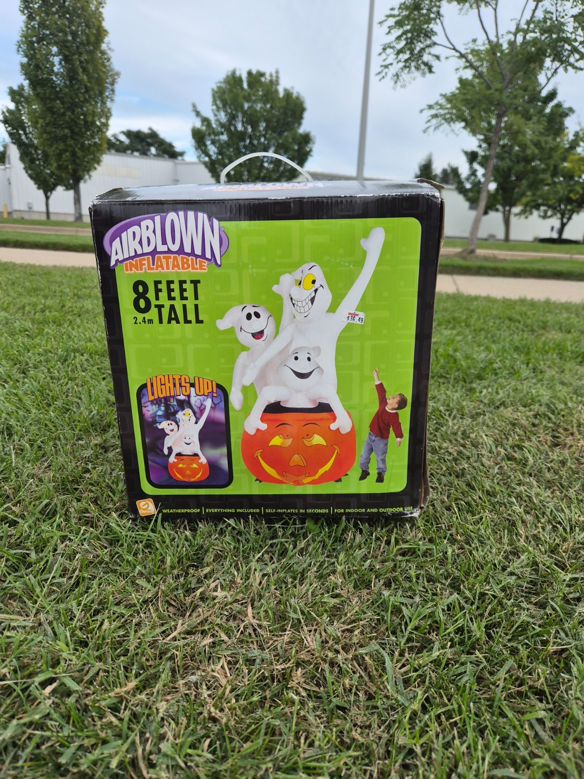 2002 Gemmy Airblown 3 Ghosts Pumpkin Halloween 8 Foot Inflatable Jack O' Lantern