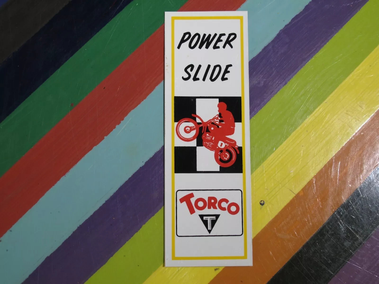 vtg 1970s 1980s original motocross dirt bike sticker Torco Power Slide