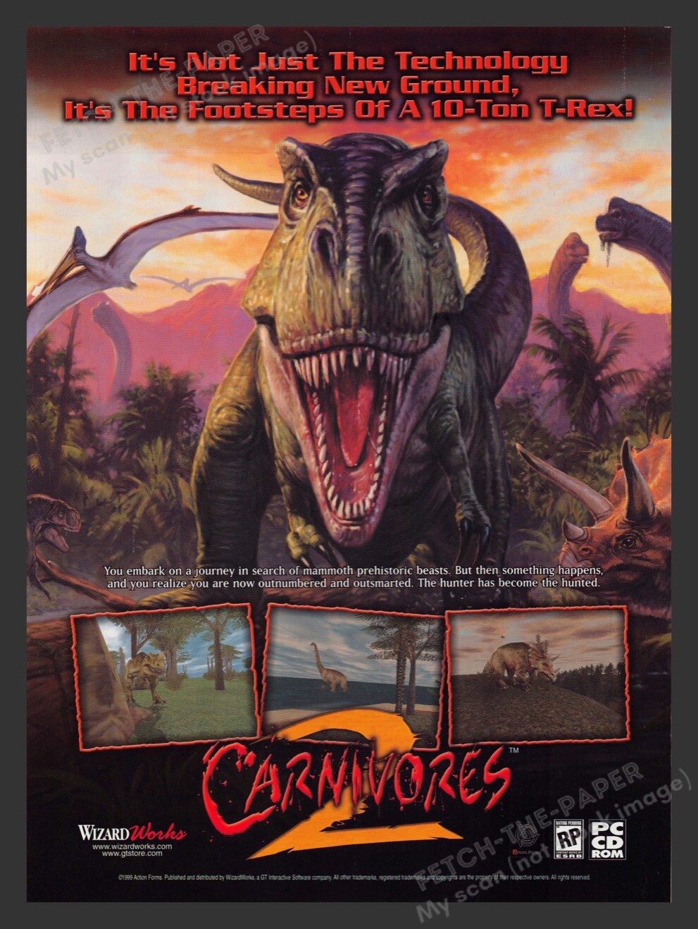 1999 Carnivores 2 T-Rex Video Game Print Advertisement