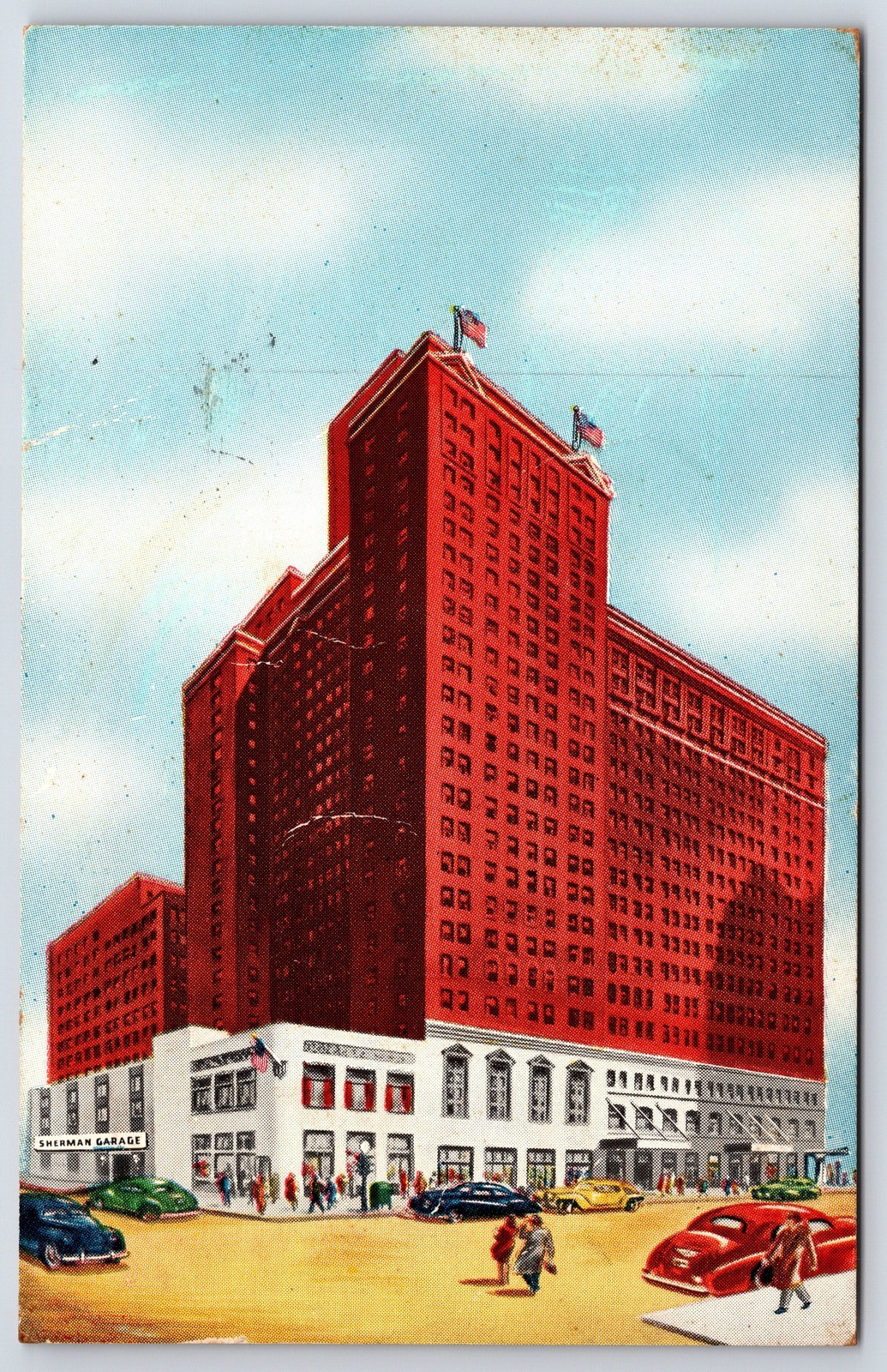 Hotel Sherman Chicago Illinois 1951 Vintage Postcard Sherman Garage Cars