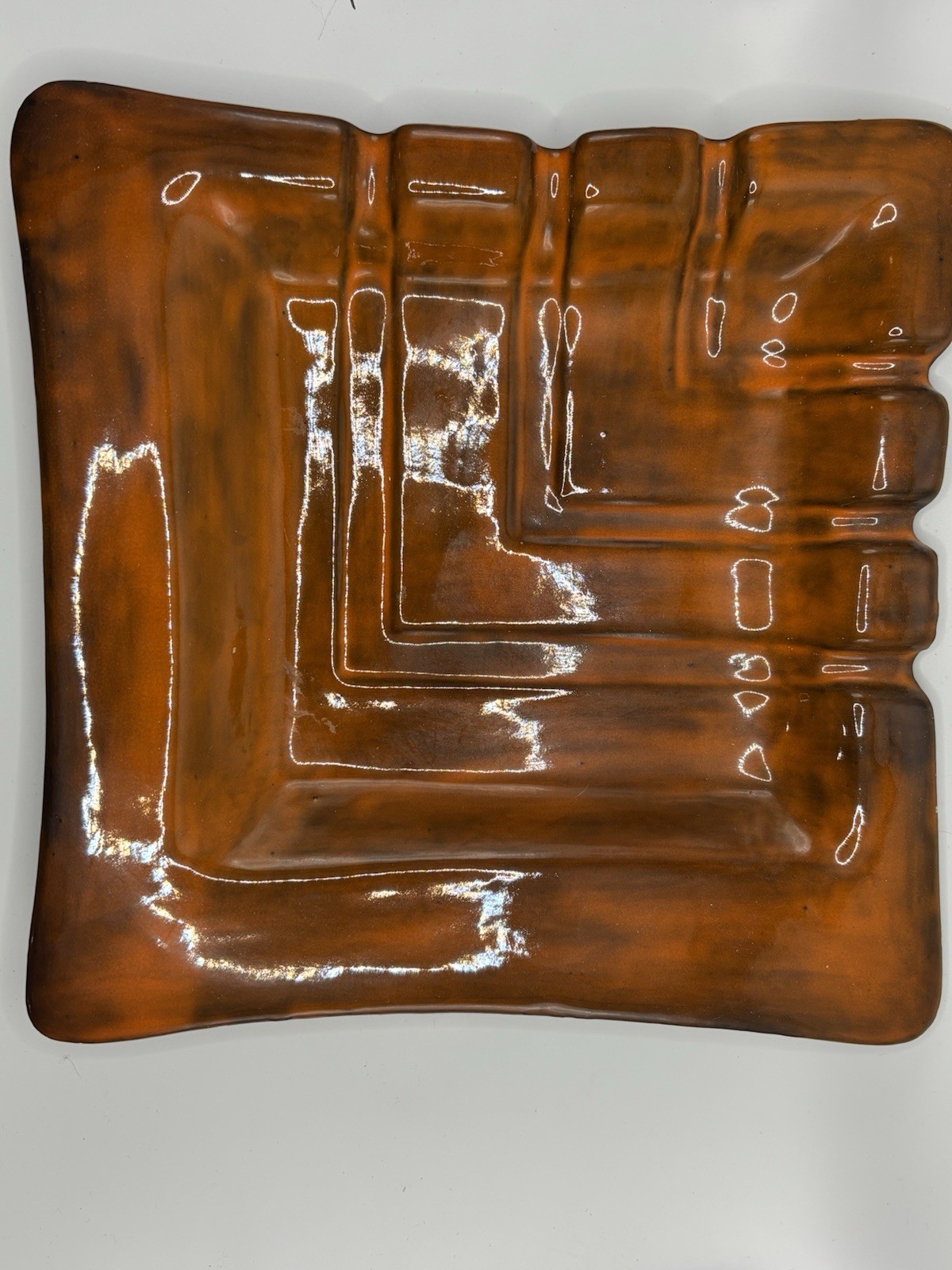 Vintage Mid-Century Modern Anthony Freeman McFarlin Pottery Amber/Brown Glazed