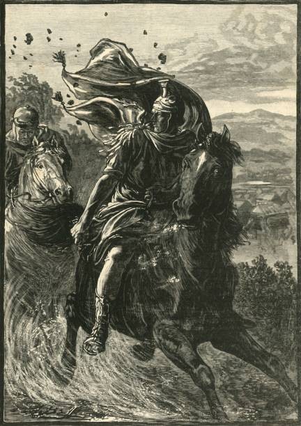 Flight of Pompey from the Battle Field of Pharsalia 1890 Old Photo