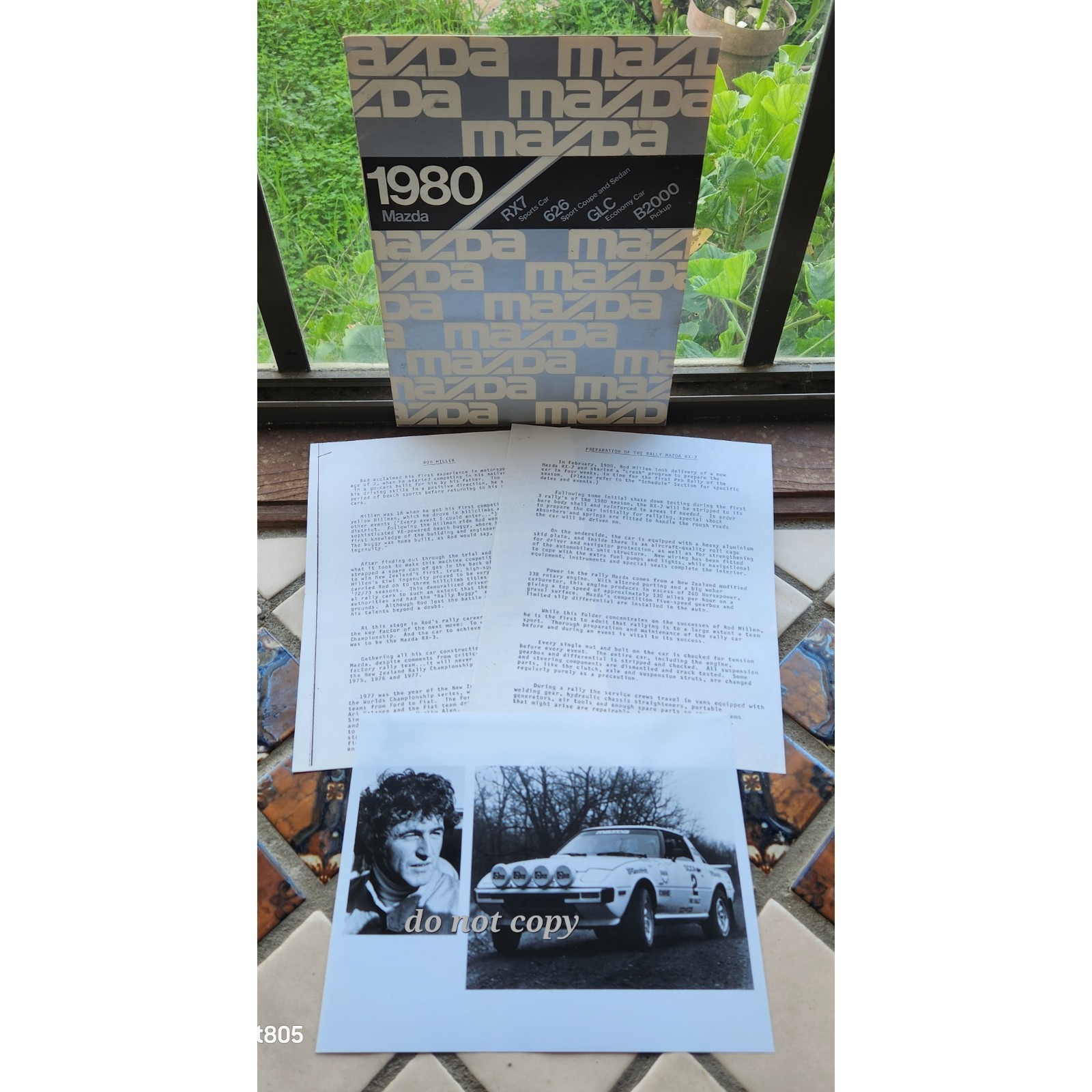 Vtg 1980 Pro Rally Mazda RX-7 Rod Millen Race Media Press Kit Photo Racing Rare 