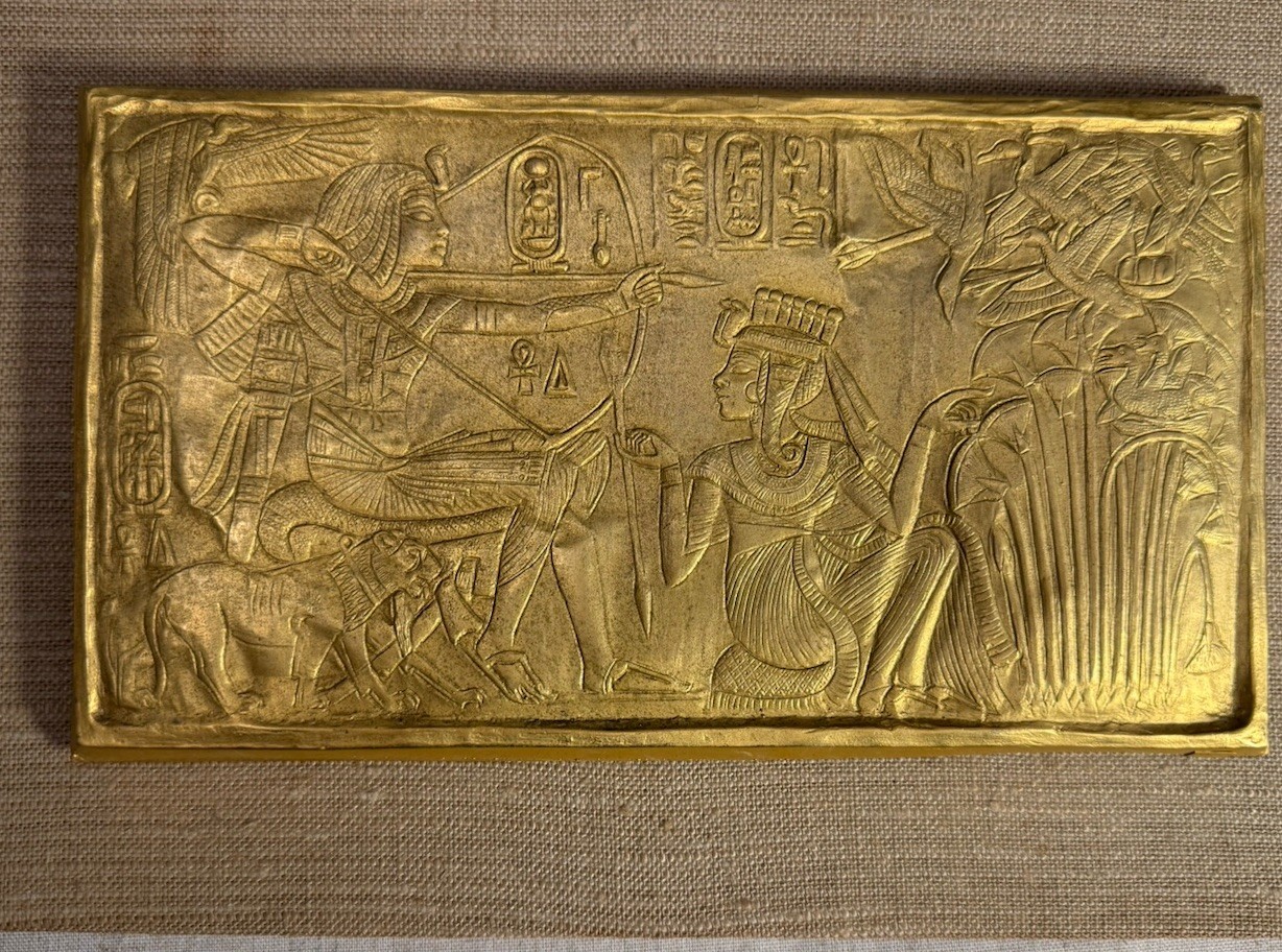 1976 MMA Metropolitan Museum King Tut Gold Electroplate Copper Relief Plaque