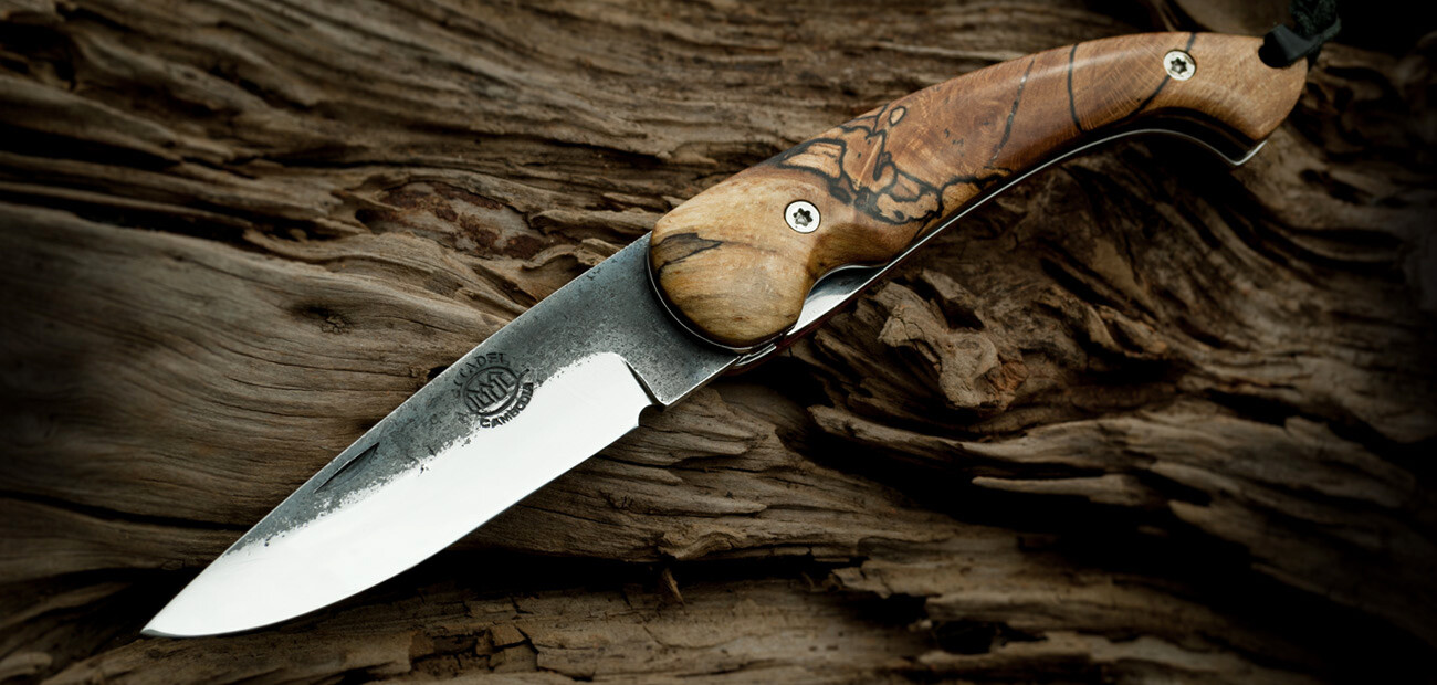 Citadel Handmade Knife Trident Folder Spalted Scales 8