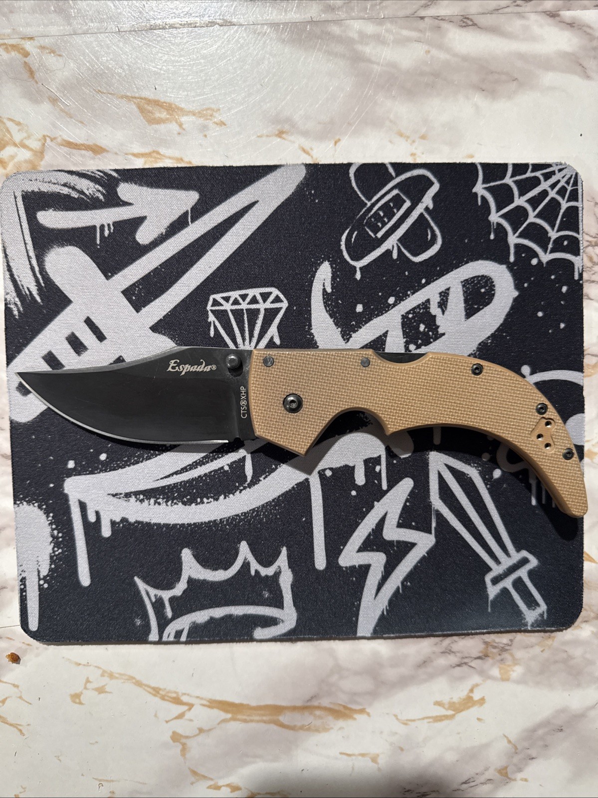 Cold Steel Medium Espada Tri-Ad Lock Knife Tan G-10 (3.5