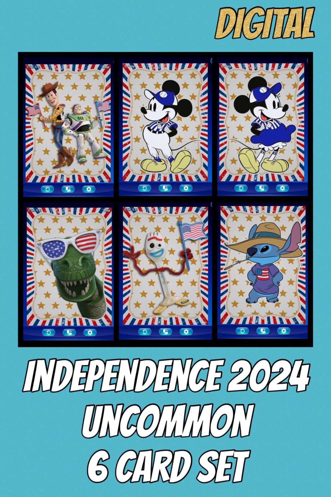 Topps Disney Collect INDEPENDENCE DAY 2024 STARRY Uncommon 6 Card Set