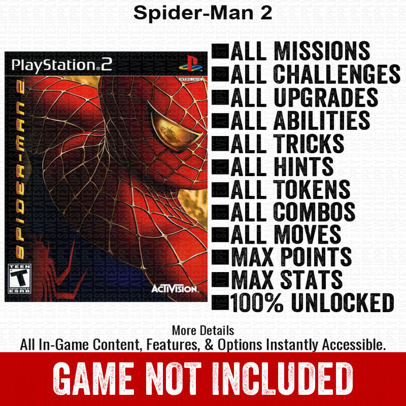 Spider-Man 2 100% All Items PS2 Memory Card CHEATS