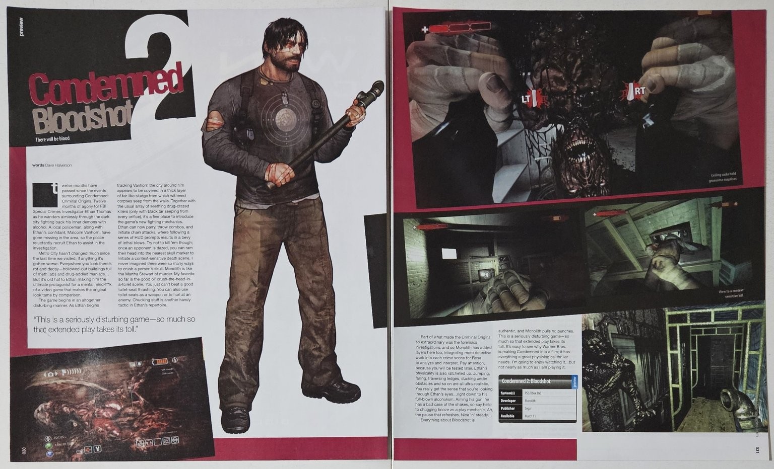 Condemned 2 Bloodshot SEGA Monolith Video Game Magazine Preview Article 2008