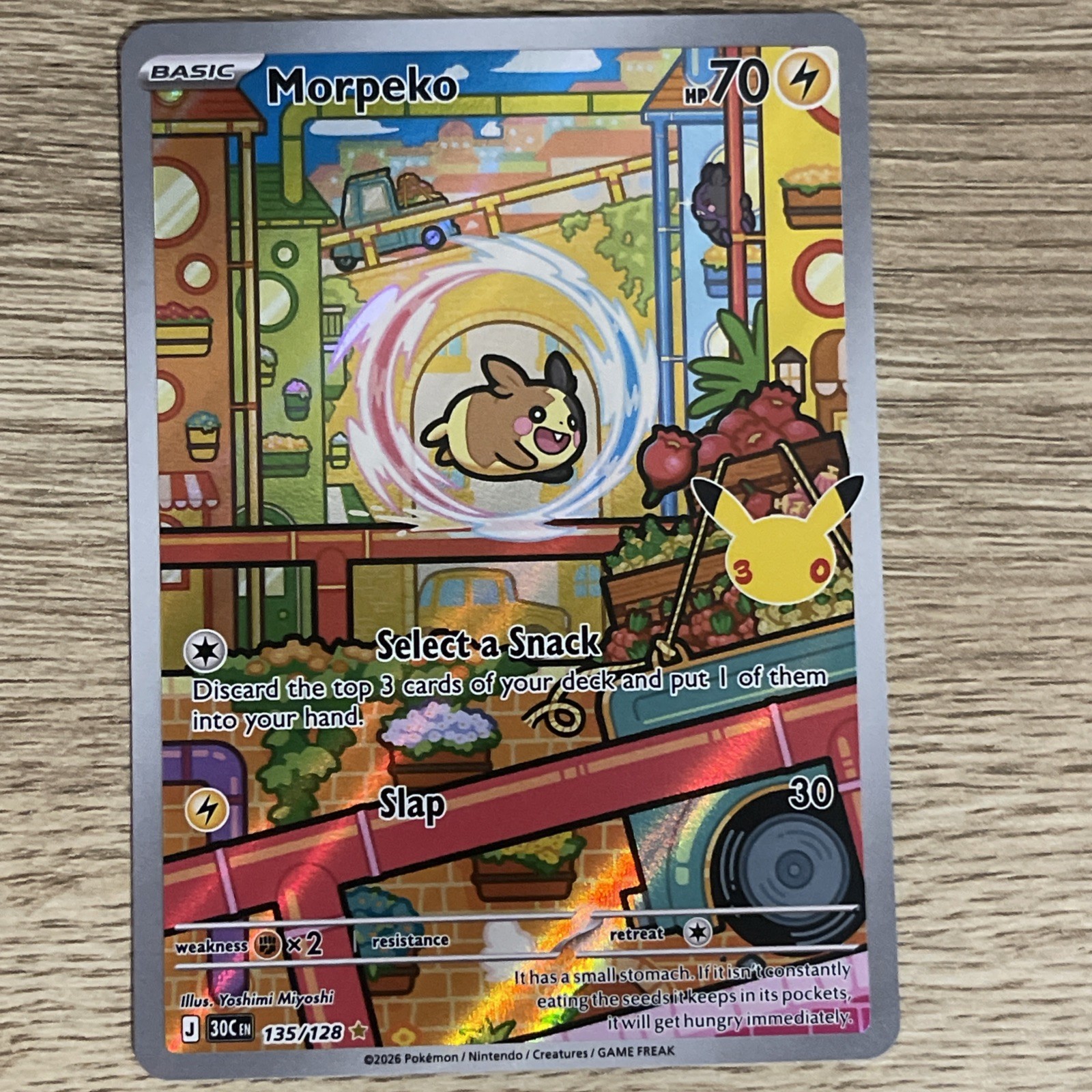 Morpeko 135/128 30th Anniversary Illustration Rare Full Art Holo NM English