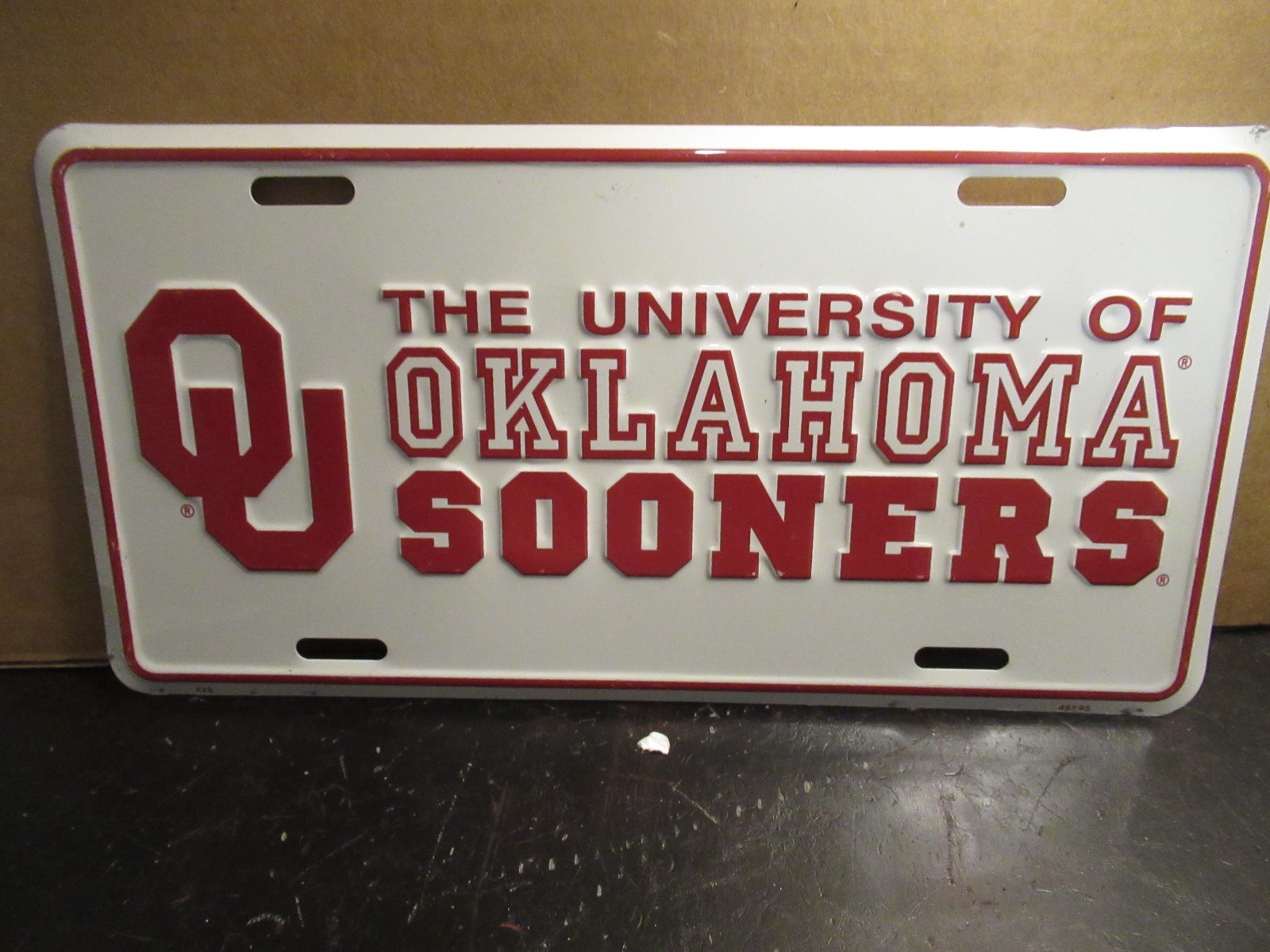 Oklahoma Sooners University NCAA College Metal White License Plate Free USA Ship