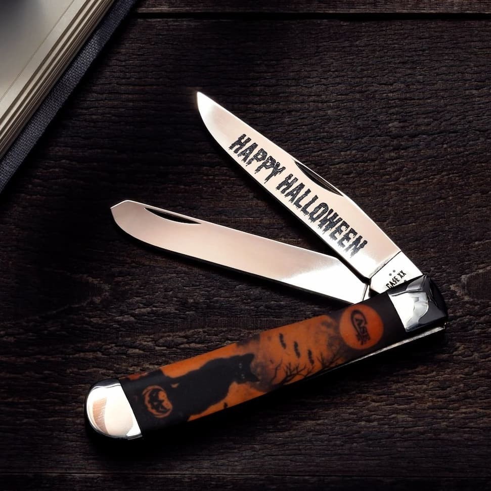 CASE XX KNIVES HALLOWEEN 2026 COLOR INFUSION TRAPPER BLACK CAT KNIFE 13365