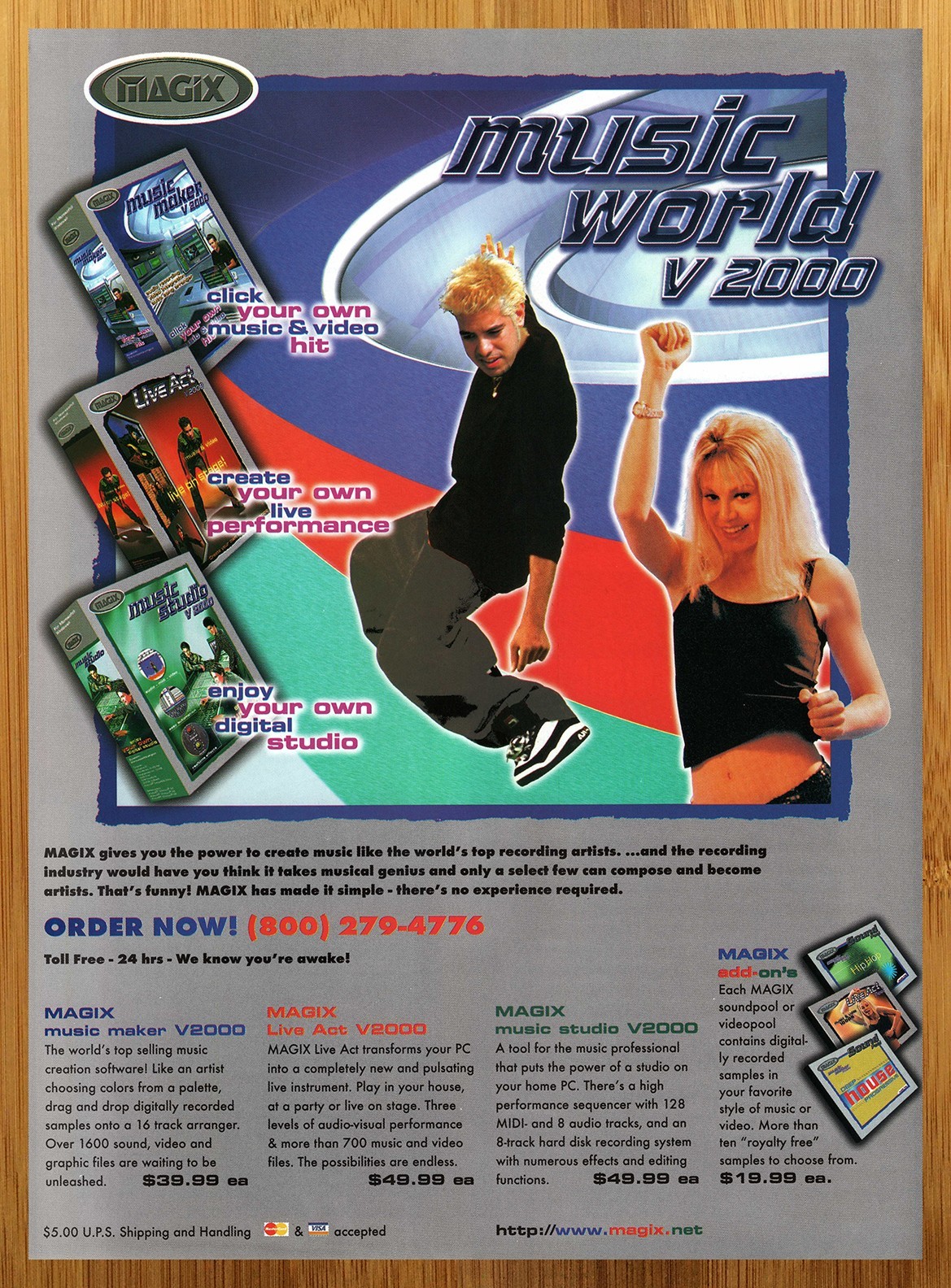 1999 MAGIX Music Maker V2000 Vintage Print Ad/Poster Retro PC Software Art 90s