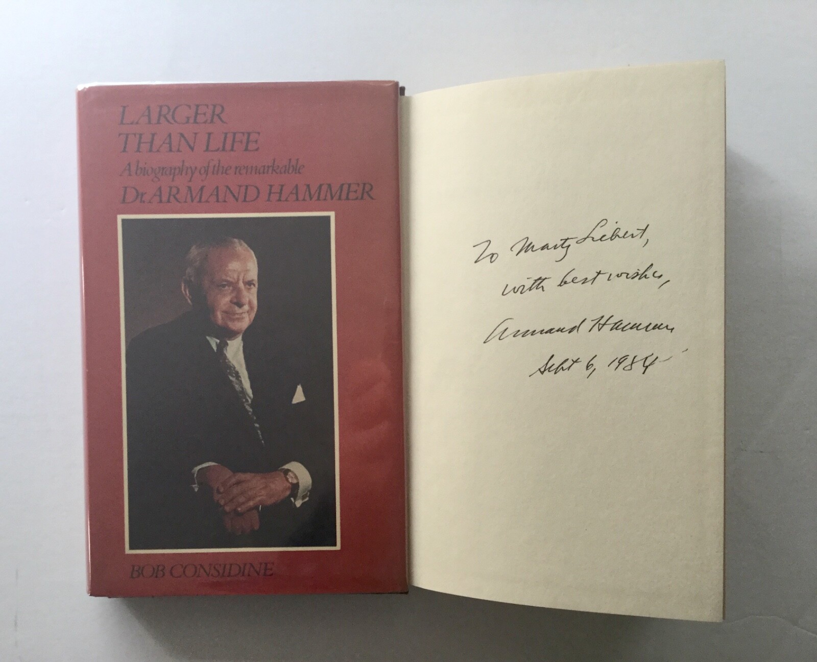 Armand Hammer 1898-1990 signed - autographed book “Larger Than Life”