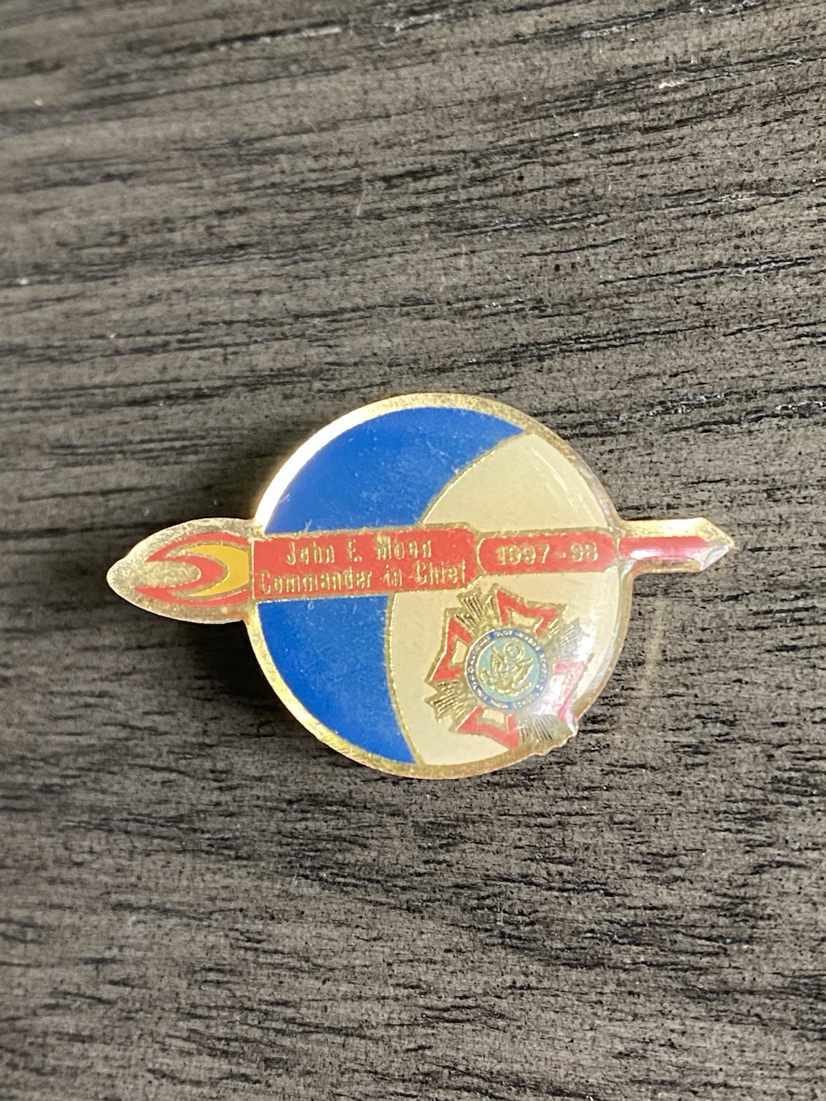 1997-98 VFW John E Moon Ohio Commander In Chief Enamel Lapel Hat Pin Veterans