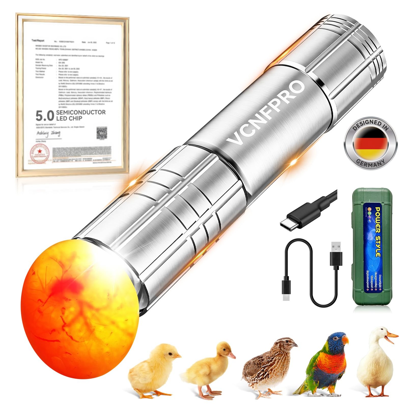 Vcnfpro 3.0 Upgraded Egg Candler Lightsmart Led Chips-Certified Titanium