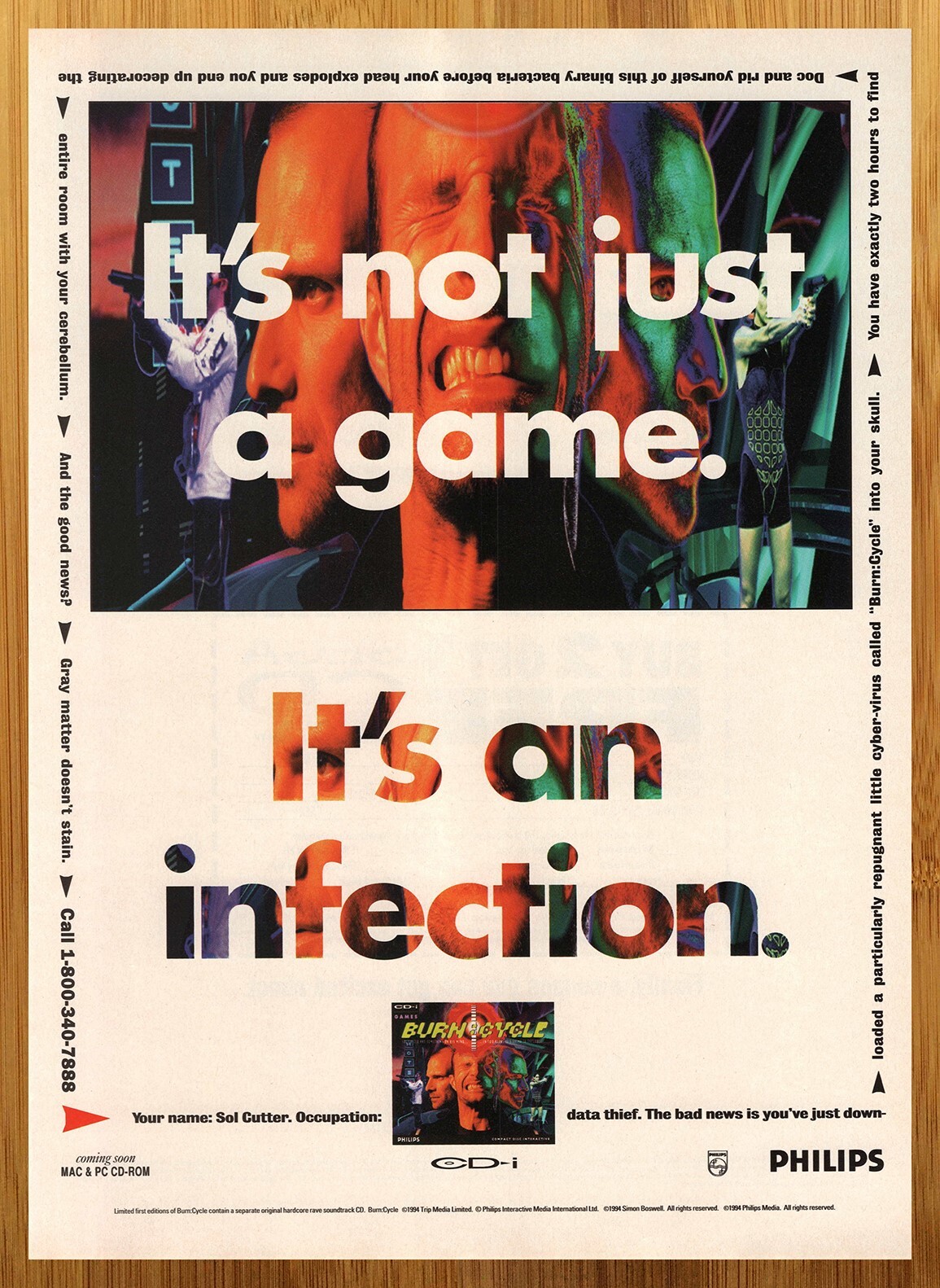 1994 Burn Cycle CDI Vintage Print Ad/Poster Authentic Video Game Promo Art 90s