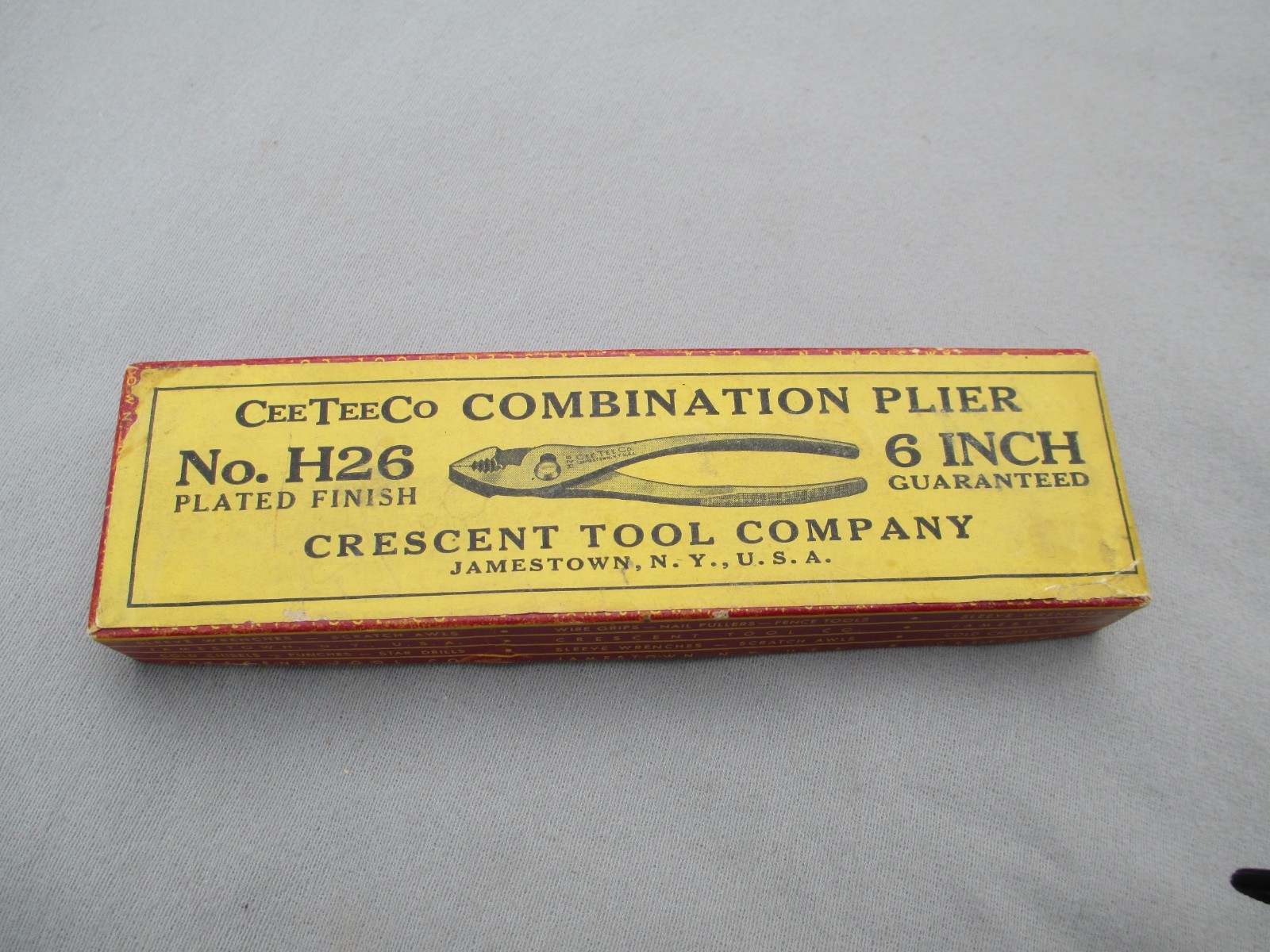 VTG EMPTY BOX ONLY  CeeTeeCo H26 CRESCENT TOOL CO COMBINATION 6 INCH PLIER BOX