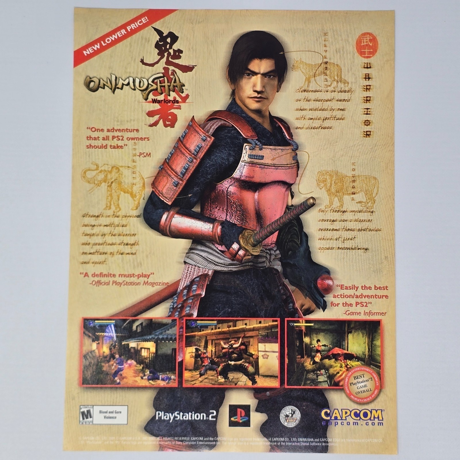 Oni Musha Warlords PlayStation 2 PS2 Authentic Magazine Ad